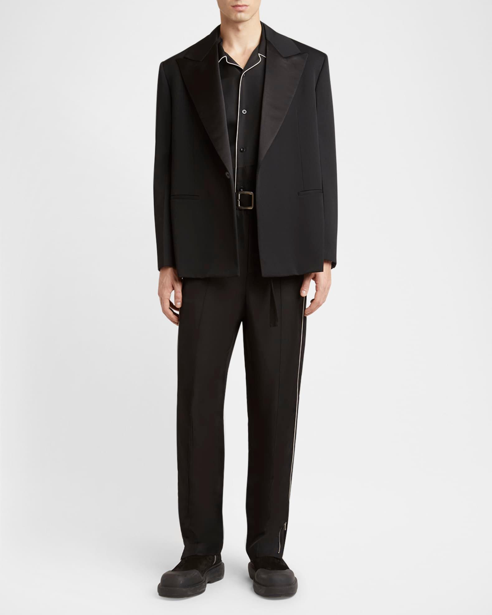 Men's Relaxed-Fit Trousers with Piping Product Image