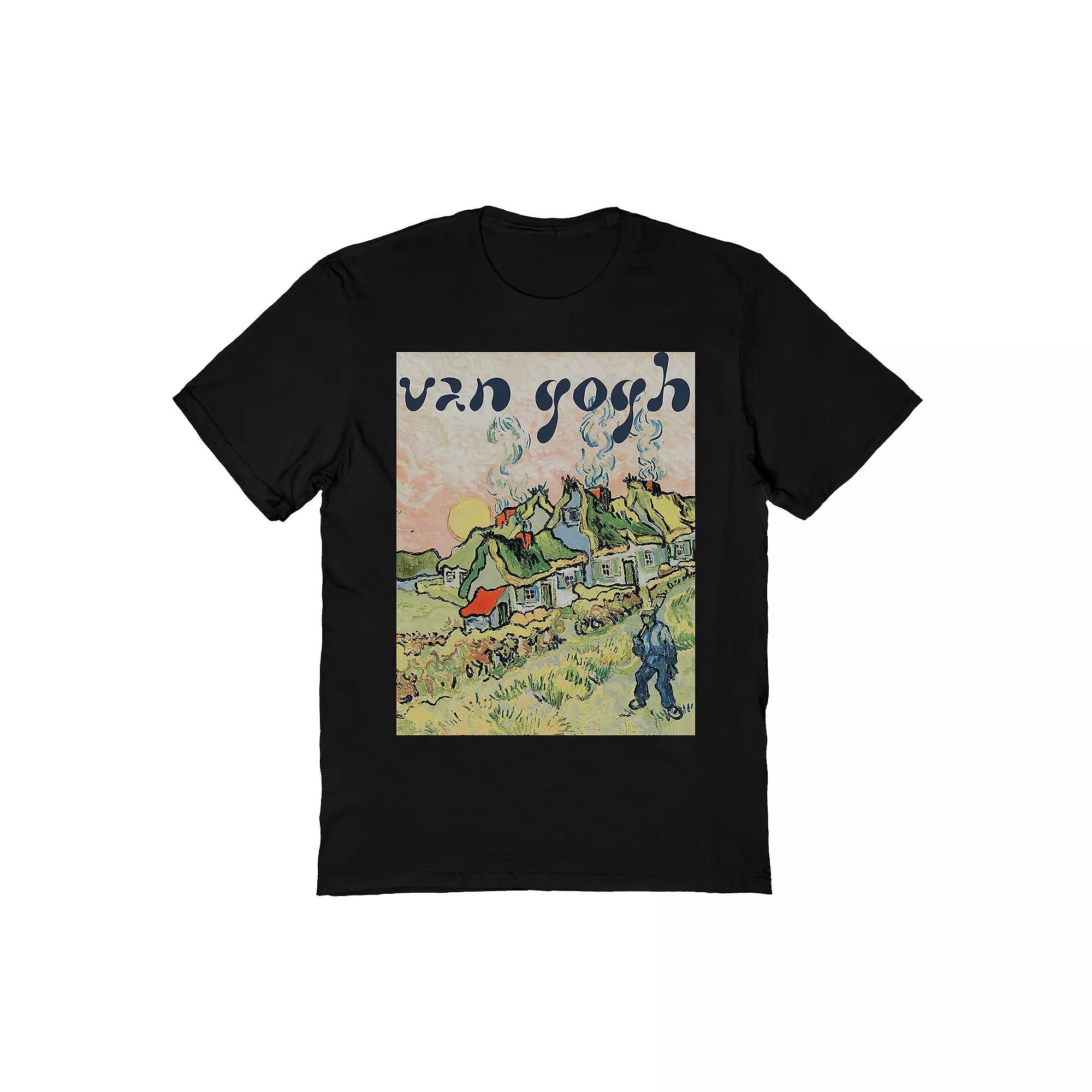 Men's Van Gogh guy with houses Tee, Size: Large, Black Product Image