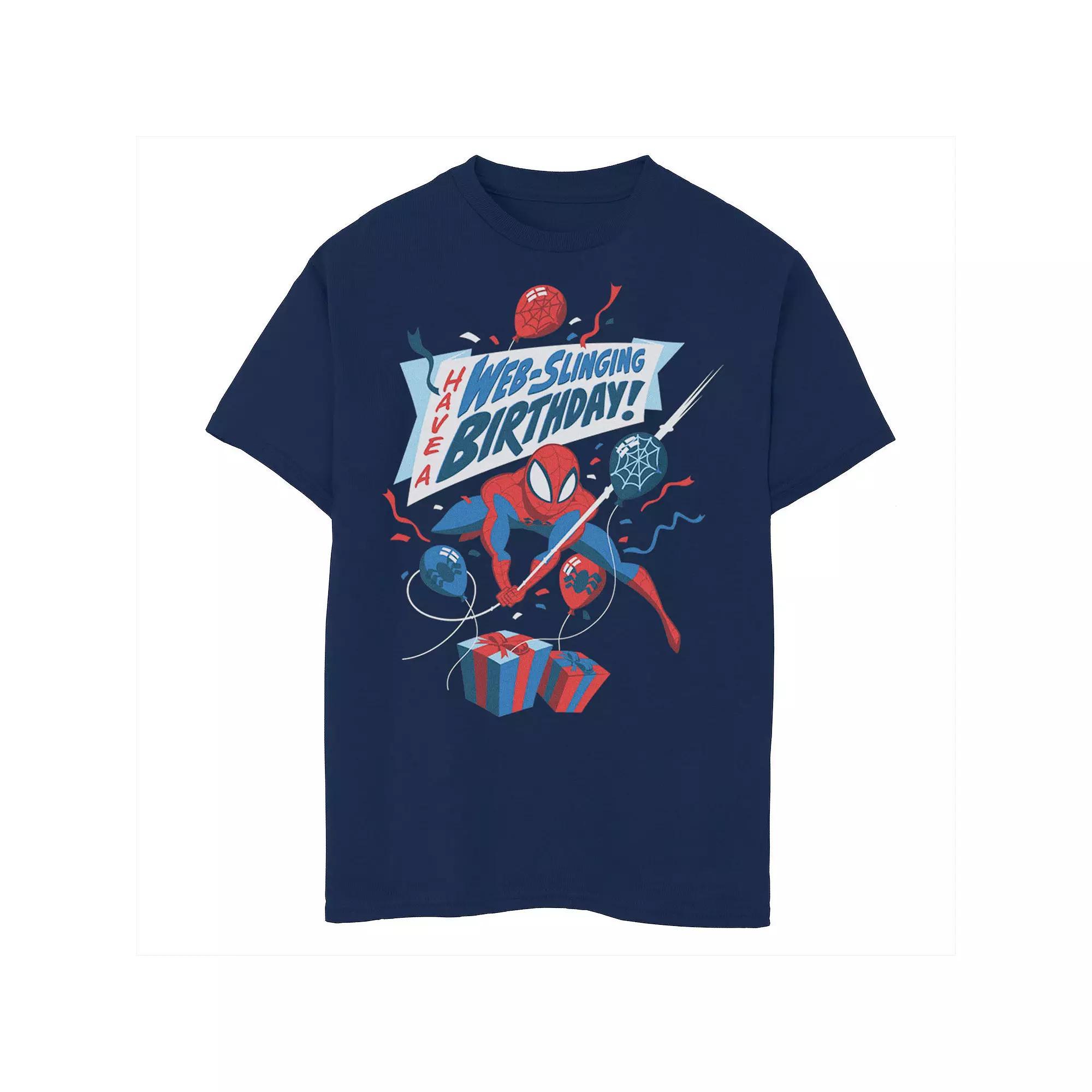 Boys Marvel Spider-Man Have a Web-Slinging Birthday Husky Graphic Tee, Boy's,  Product Image