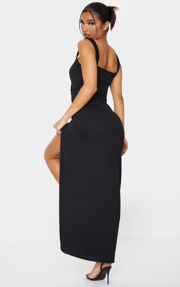 Black Straight Neck Maxi Dress Product Image