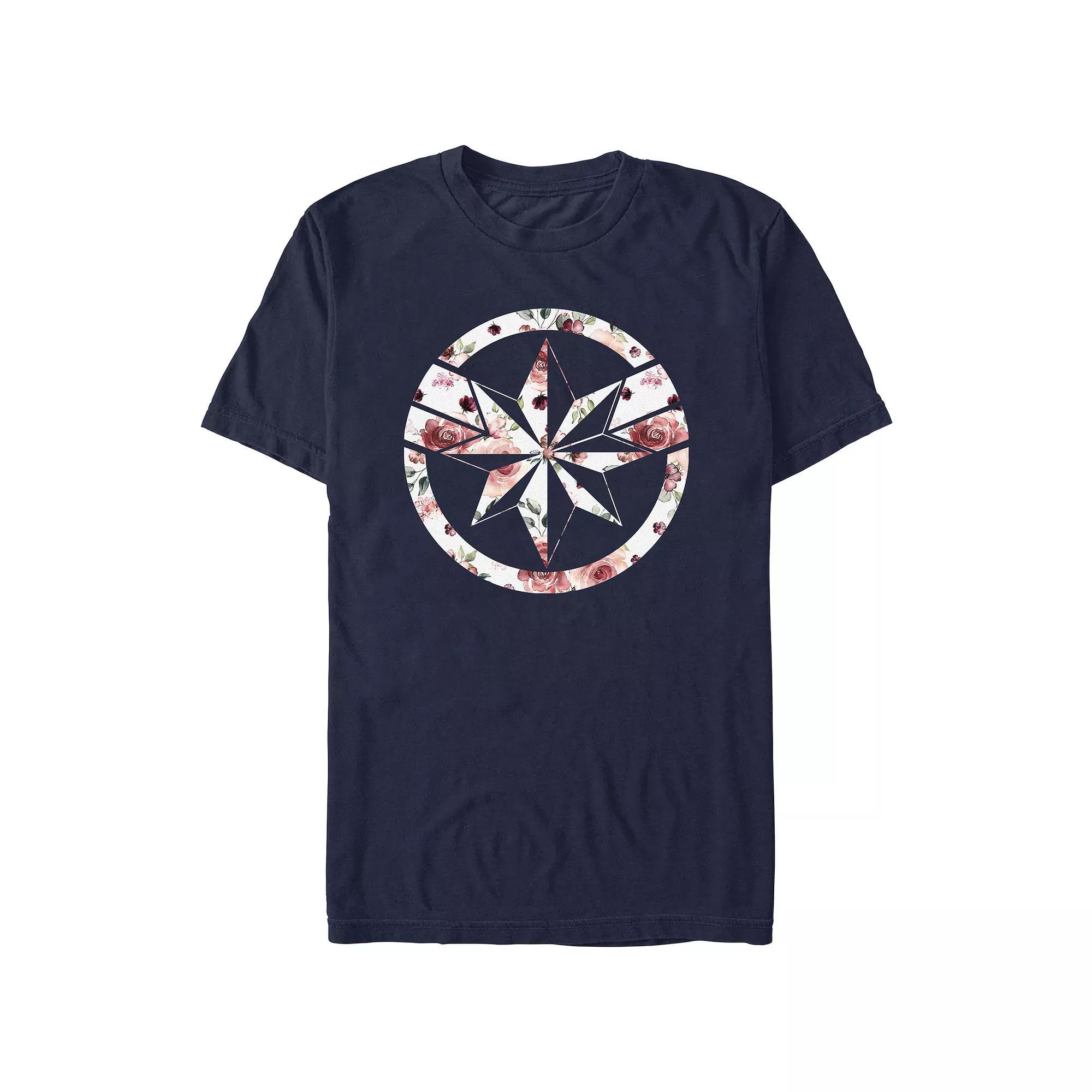 Juniors' Captain Marvel Floral Emblem Boyfriend Graphic Tee, Women's,  Product Image