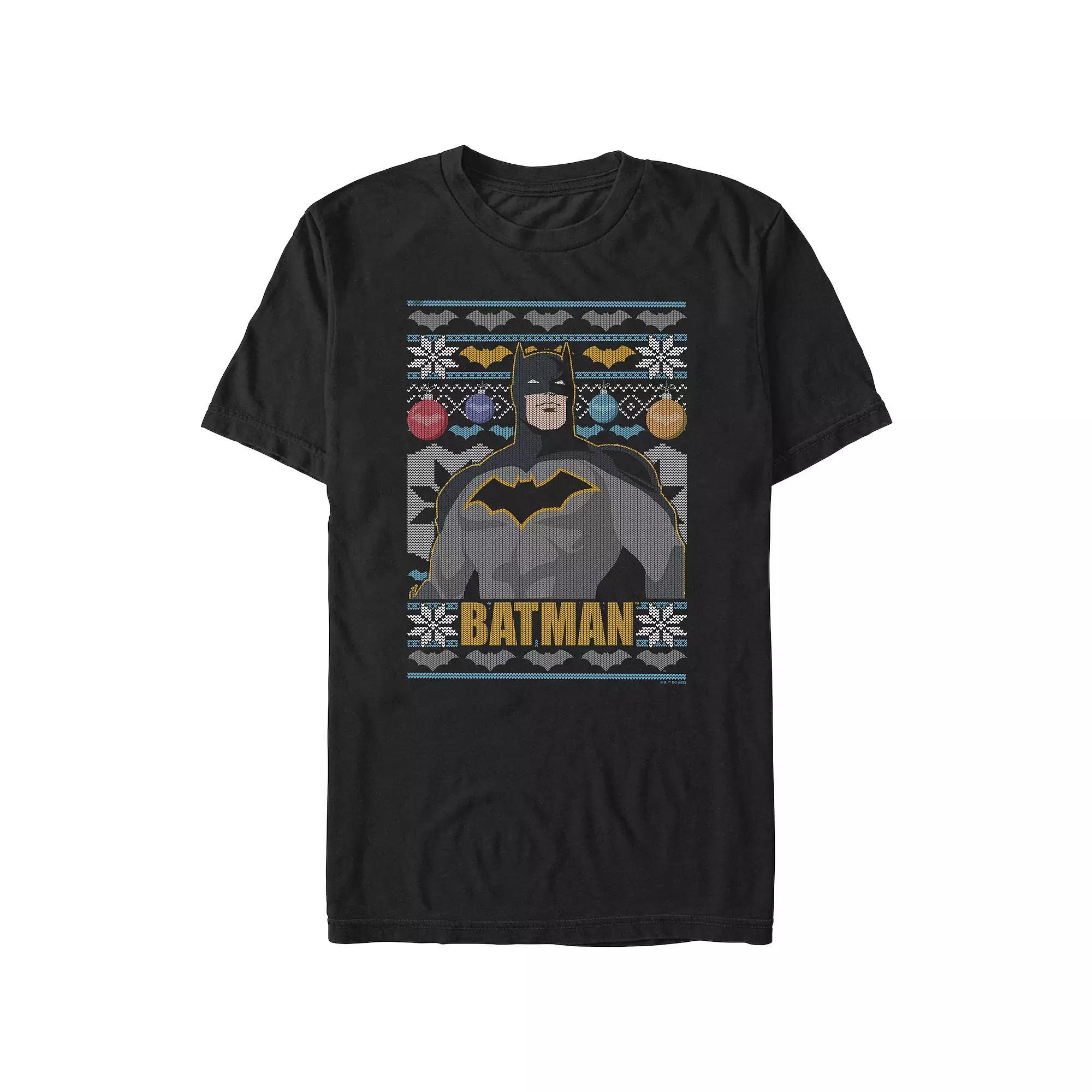 Big & Tall Batman Christmas Sweater Graphic Tee, Men's,  Product Image