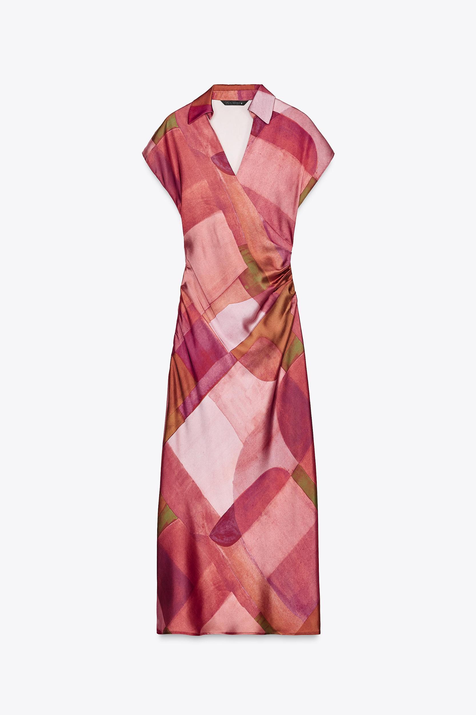 GEOMETRIC PRINT SATIN DRESS Product Image