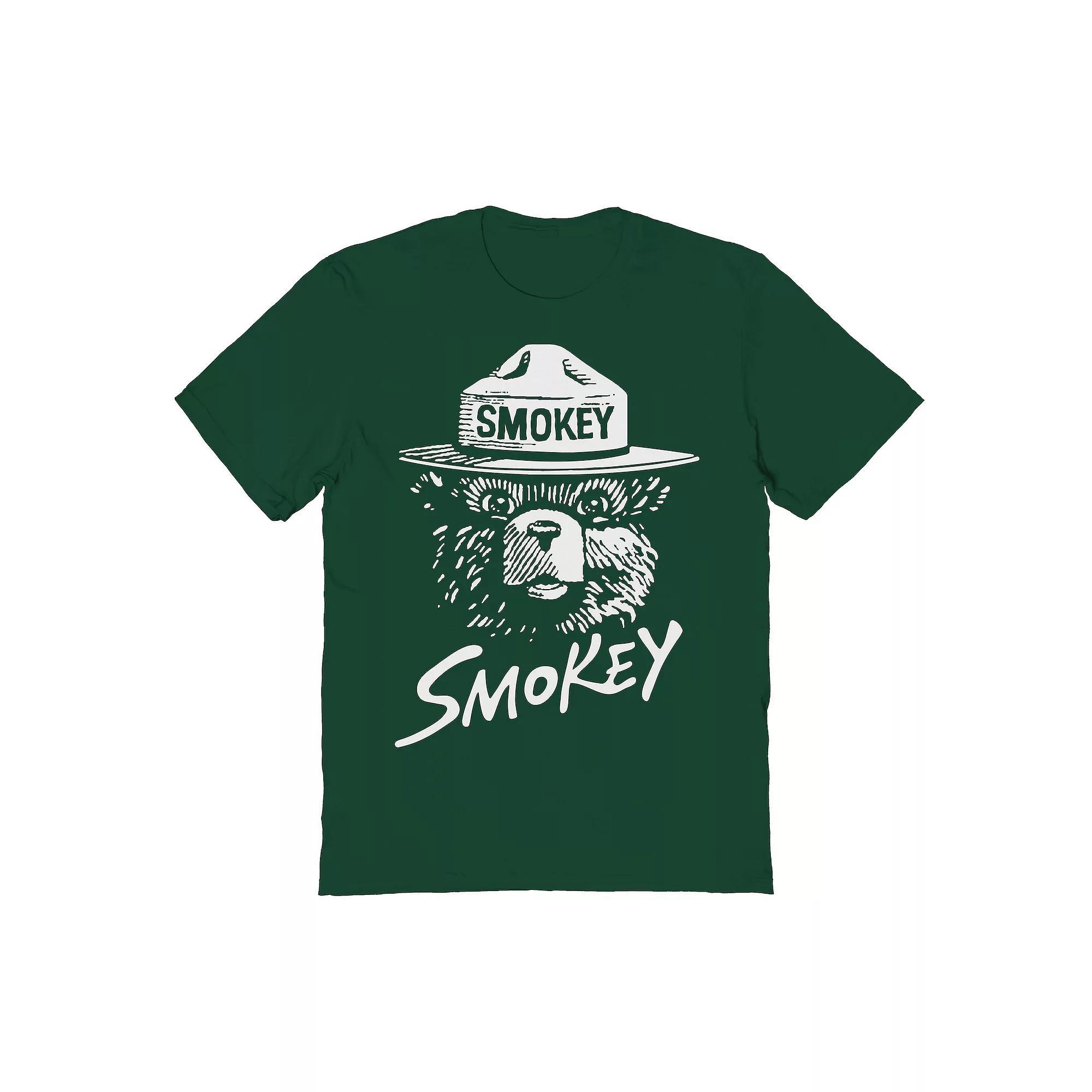 Men's Smokey The Bear White Paint Graphic Tee, Size: Small, Green Product Image