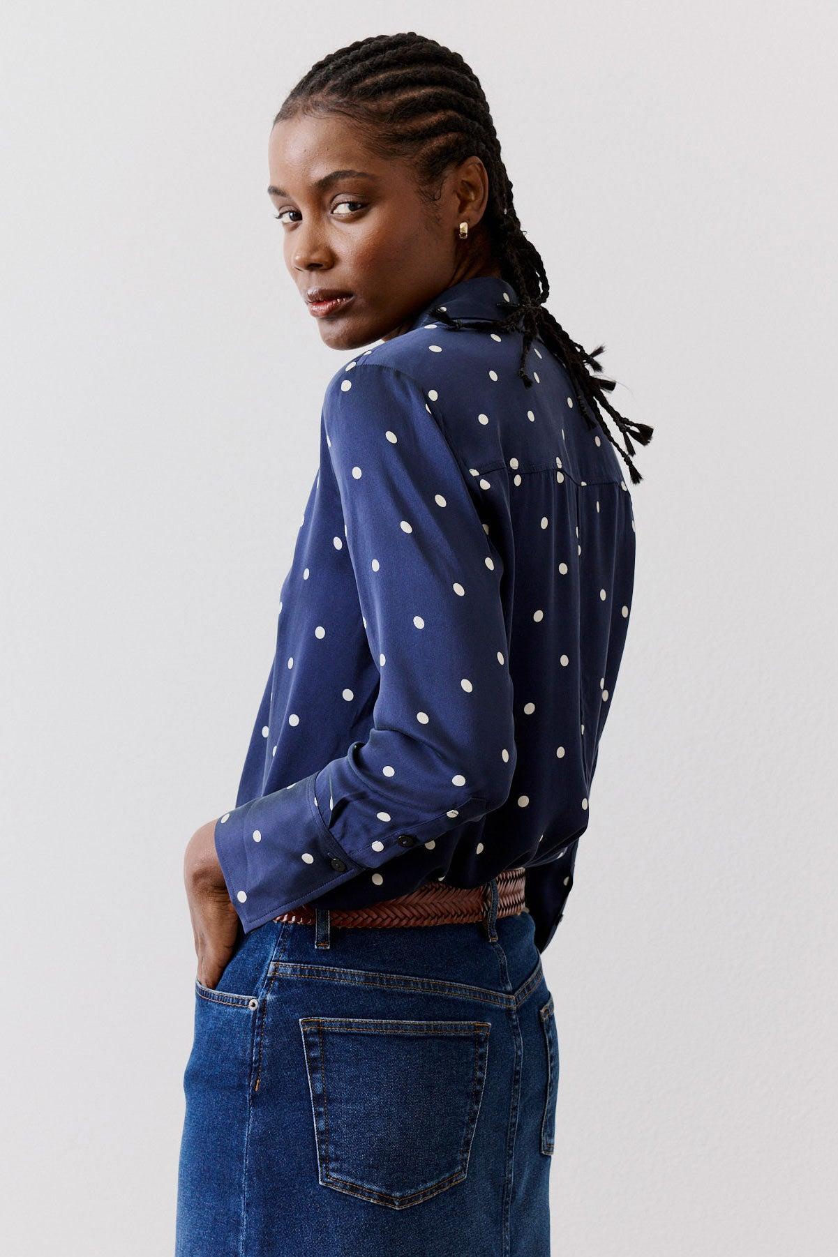 Shift Your Gaze Silk Button Down Blouse Product Image