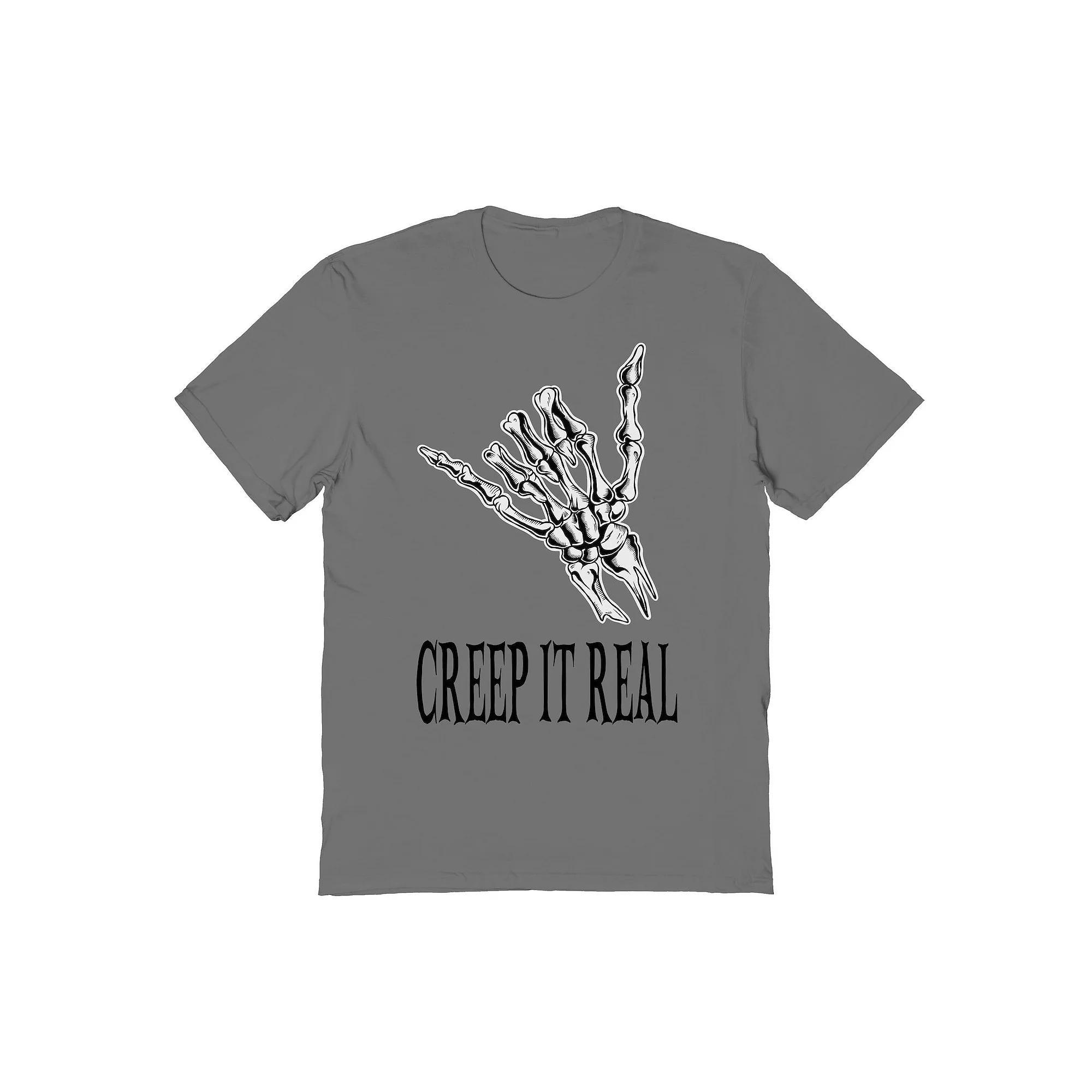 Men's Creep it Real Hand Halloween Graphic Tee, Size: Medium, Grey Product Image