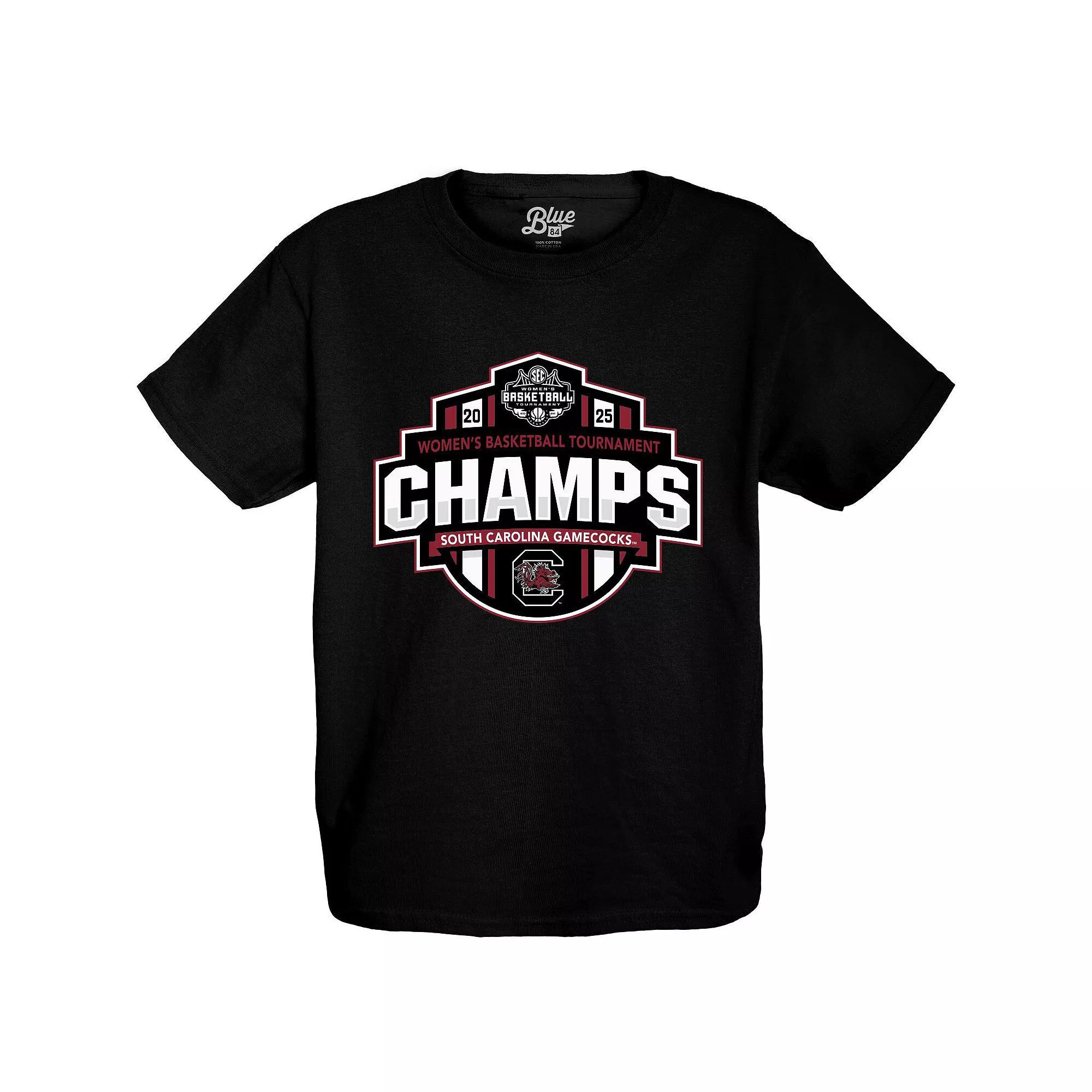 Youth Blue 84 Black South Carolina Gamecocks 2025 SEC Women's Basketball Conference Tournament Champions Locker Room T-Shirt, Girl's, Size: YTH Large Product Image