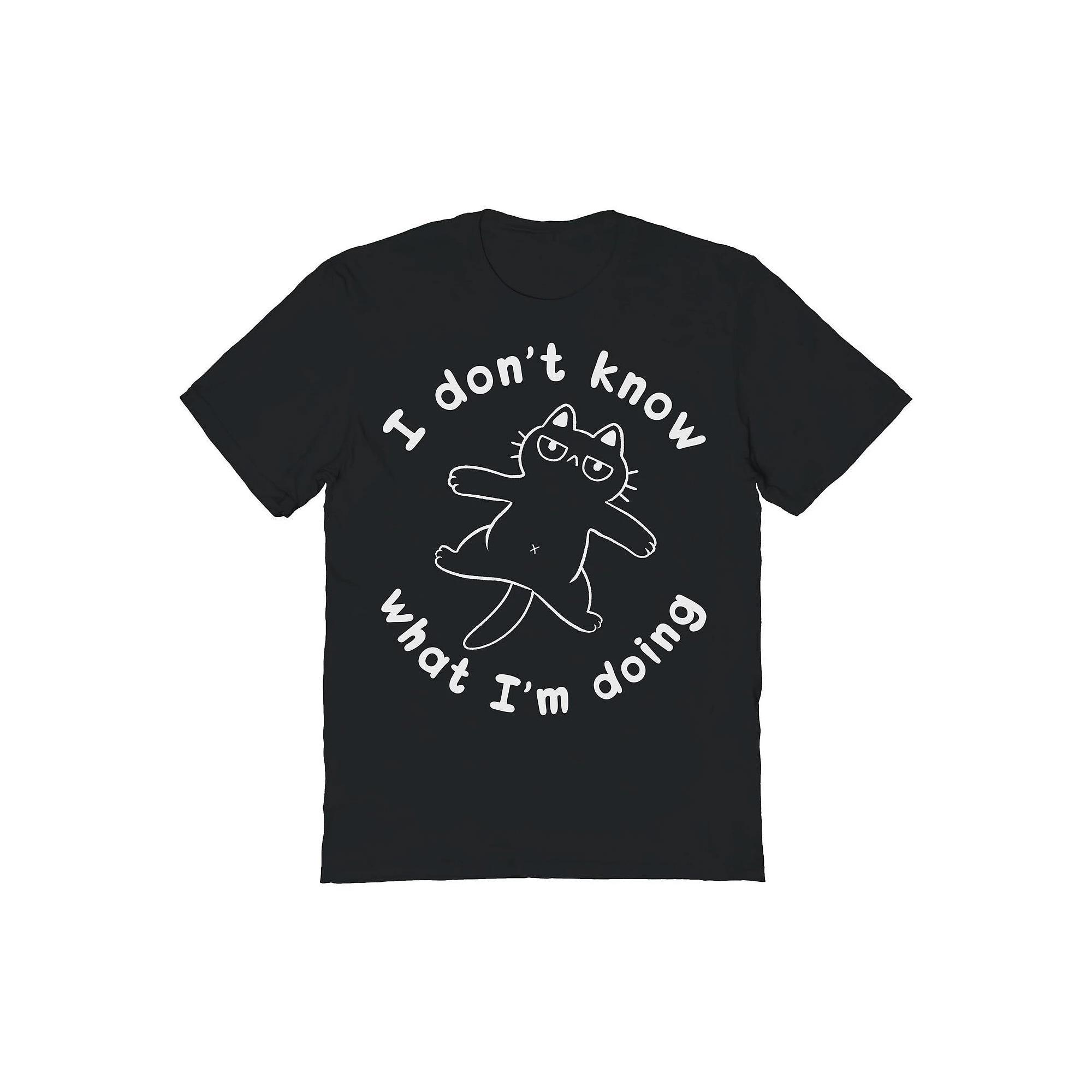 Men's COLAB89 by Threadless I Dont Know What Im Doing Cat Graphic Tee, Size: Medium, Black Product Image