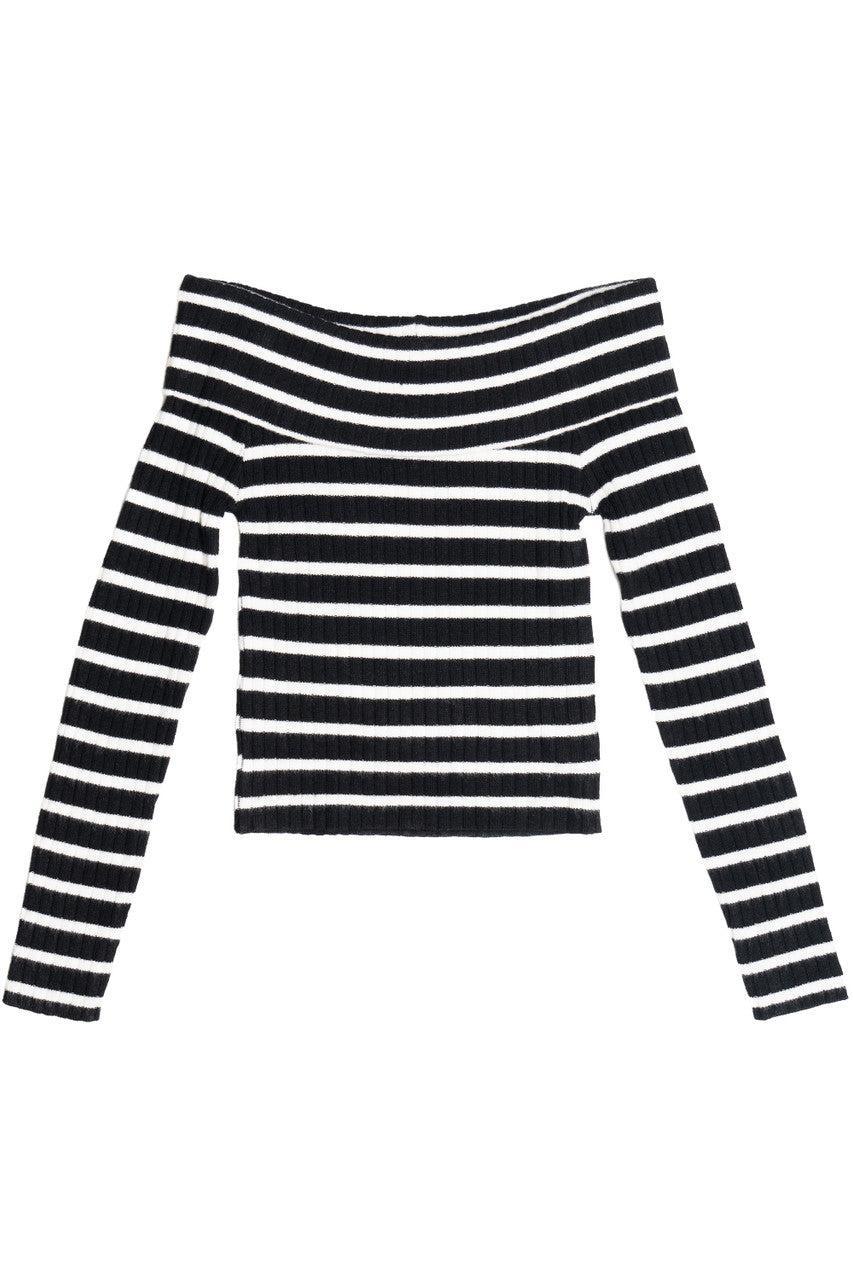 Off The Shoulder Striped Sweater Product Image