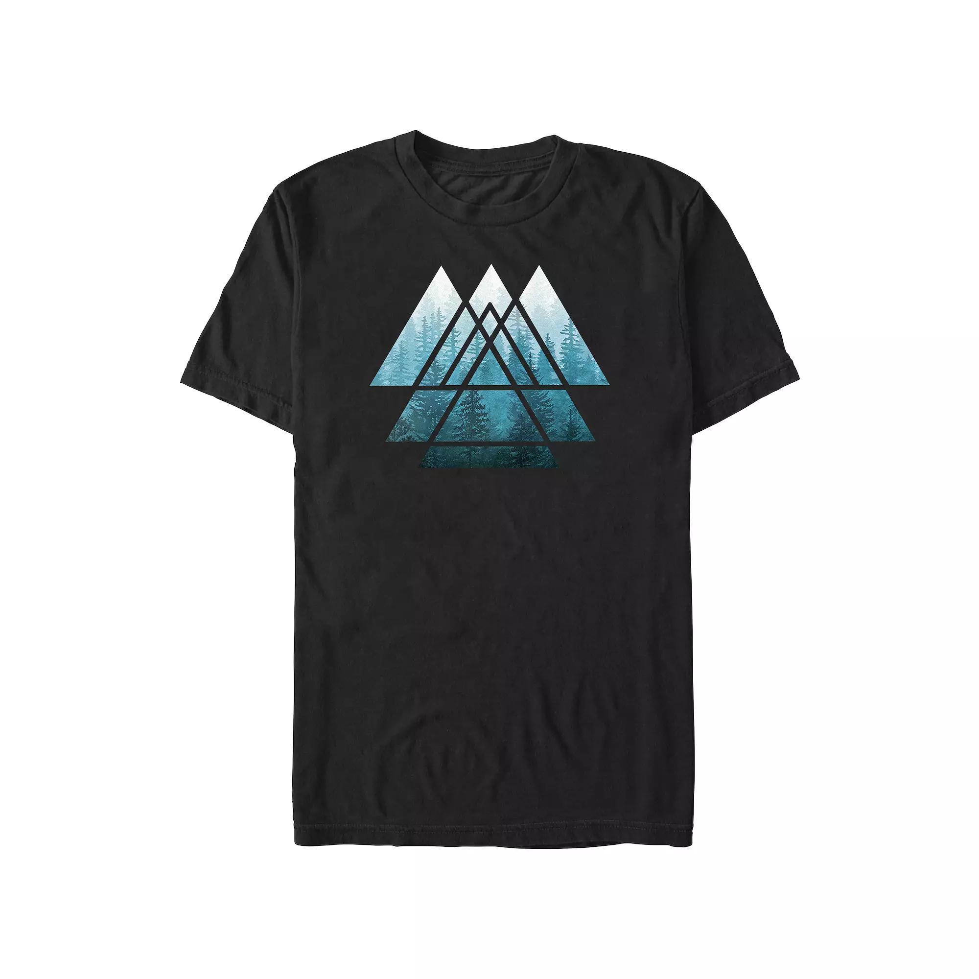 Big & Tall Misty Forest Geometric Frame Graphic Tee, Men's, Size: XL Tall, Black Product Image