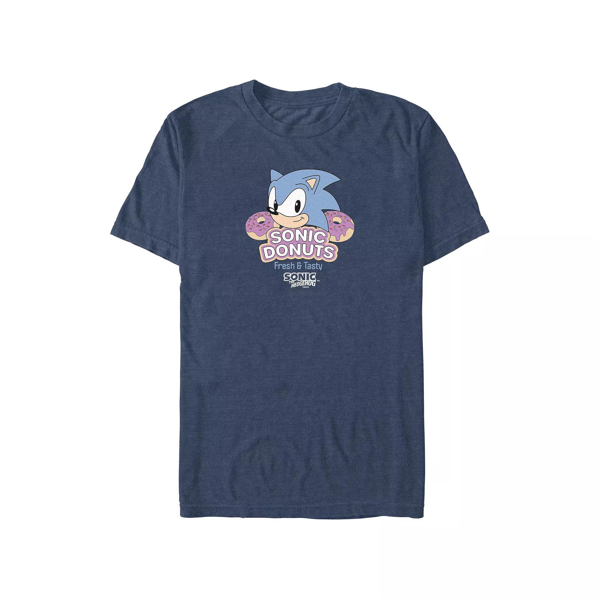 Men's Sonic The Hedgehog Sonic Donuts Graphic Tee, Size: 3XB, Navy Grey Product Image