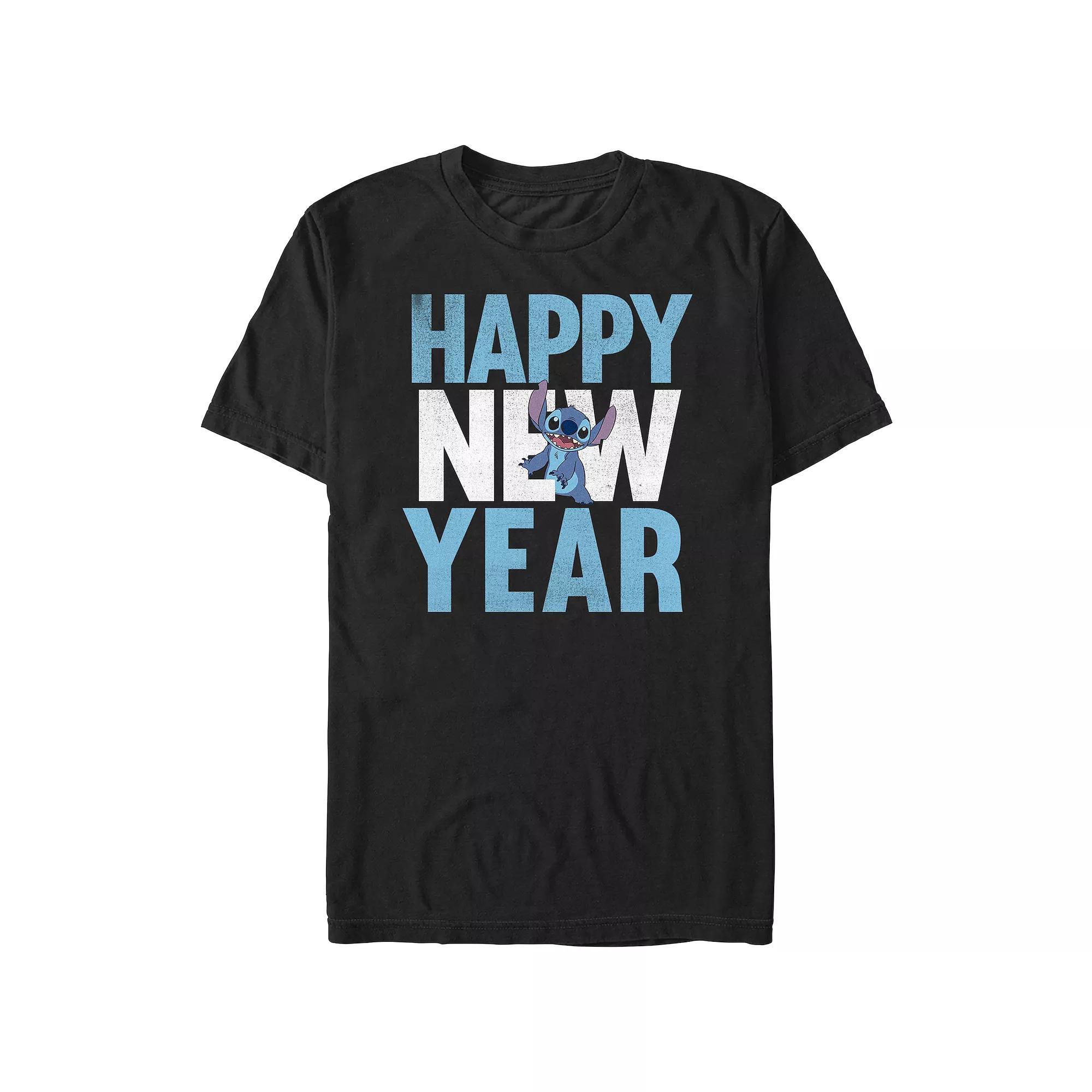 Disney's Lilo & Stitch Happy New Year Stitch Men's Graphic Tee, Size: Large, Black Product Image