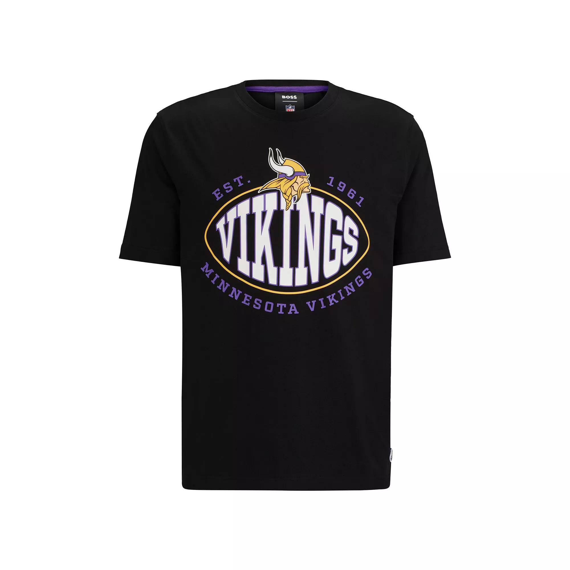 Men's BOSS X NFL  Black Minnesota Vikings Trap T-Shirt, Size: Large Product Image