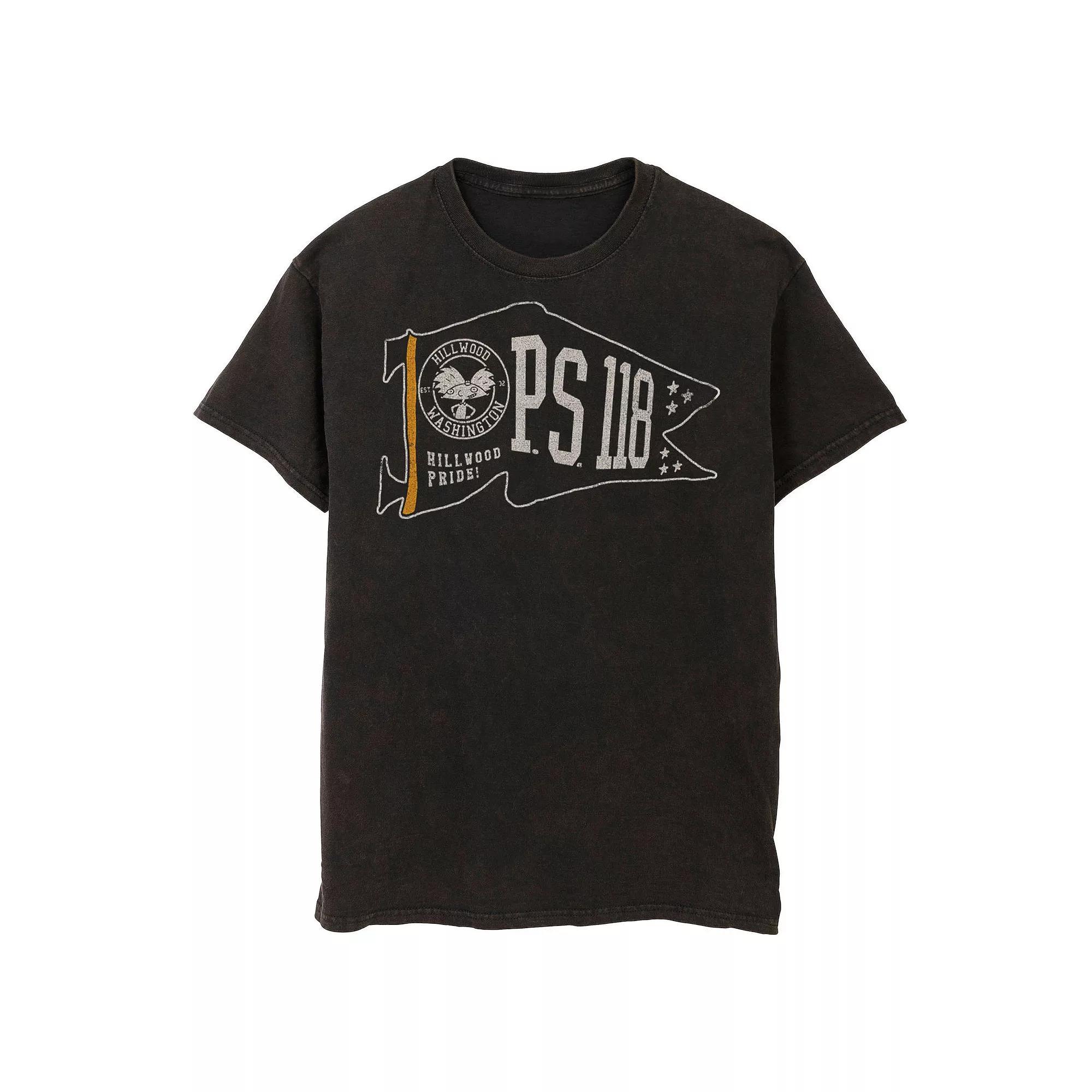 Men's Nickelodeon Hey Arnold PS 118 Waving Pennant Mineral Wash Graphic Tee,  Product Image