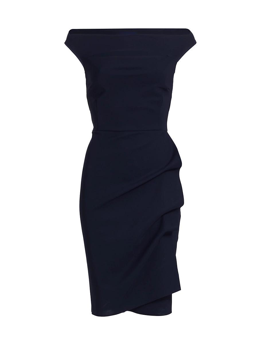 Womens Melania Off-The-Shoulder Side Ruched Cut Out Sheath Dress Product Image