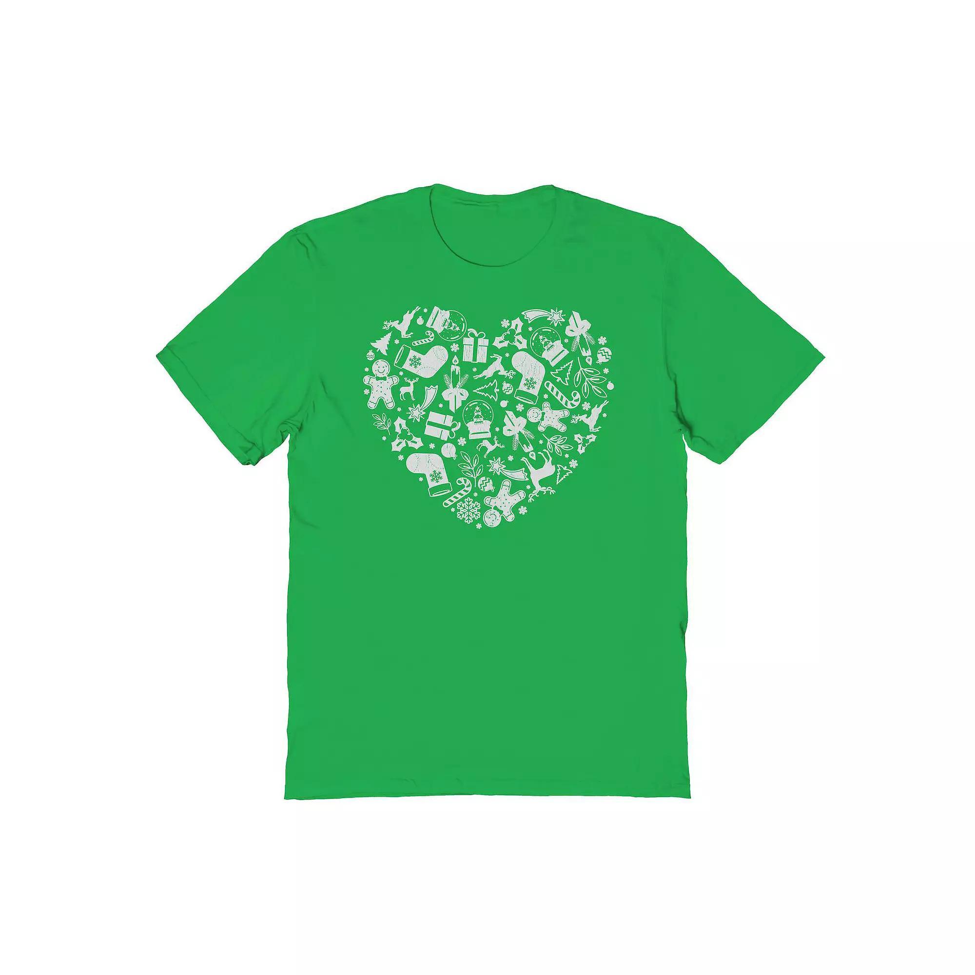 Men's Heart Christmas Graphic Tee, Size: Medium, Irish Green Product Image