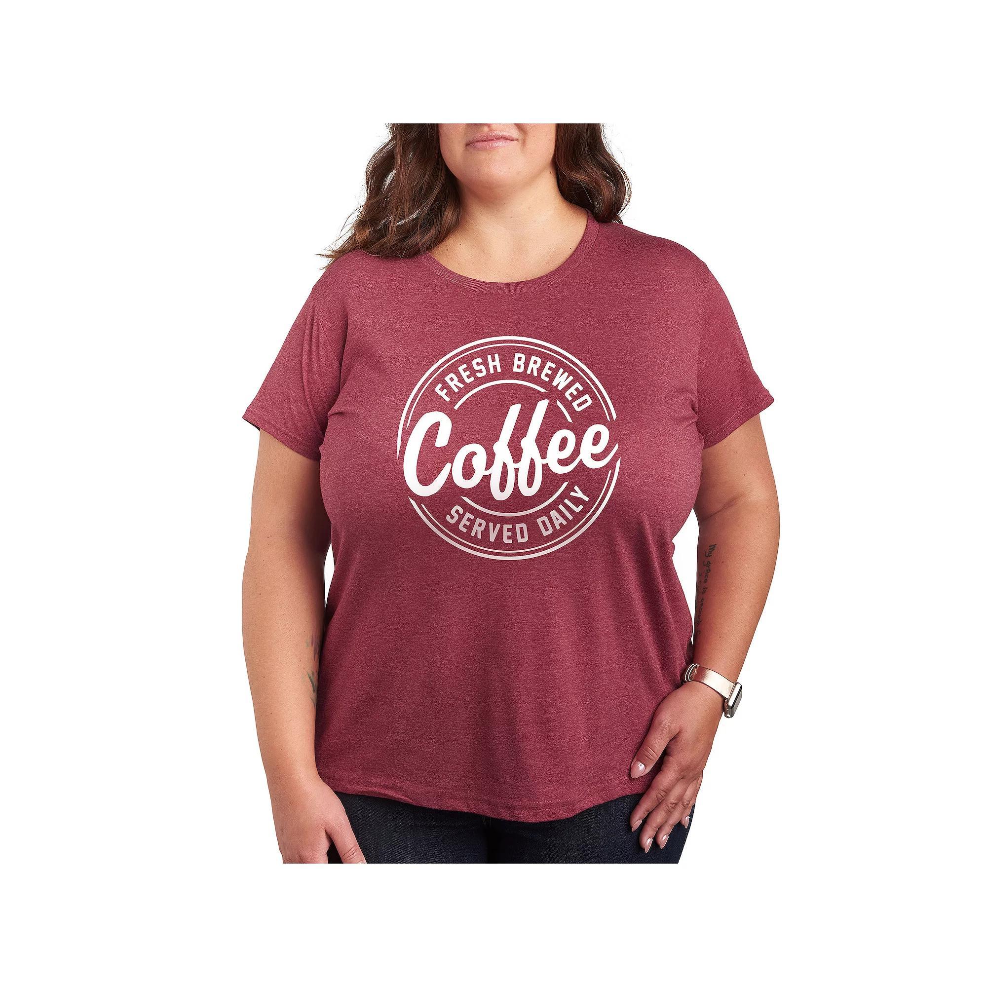 Plus Coffee Sign Graphic Tee, Women's, Size: 3XL, Grey Wine Product Image