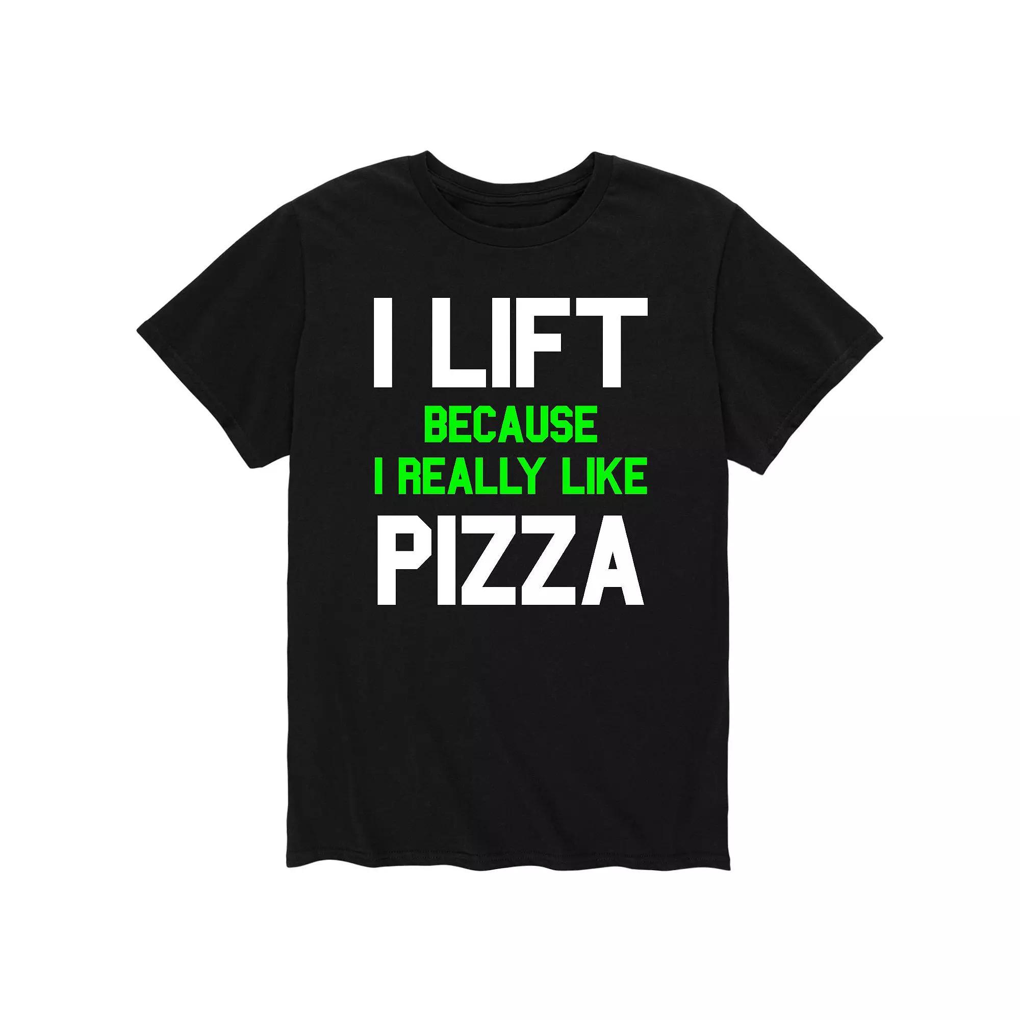 Men's I Lift Because Pizza Tee, Size: Large, Black Product Image