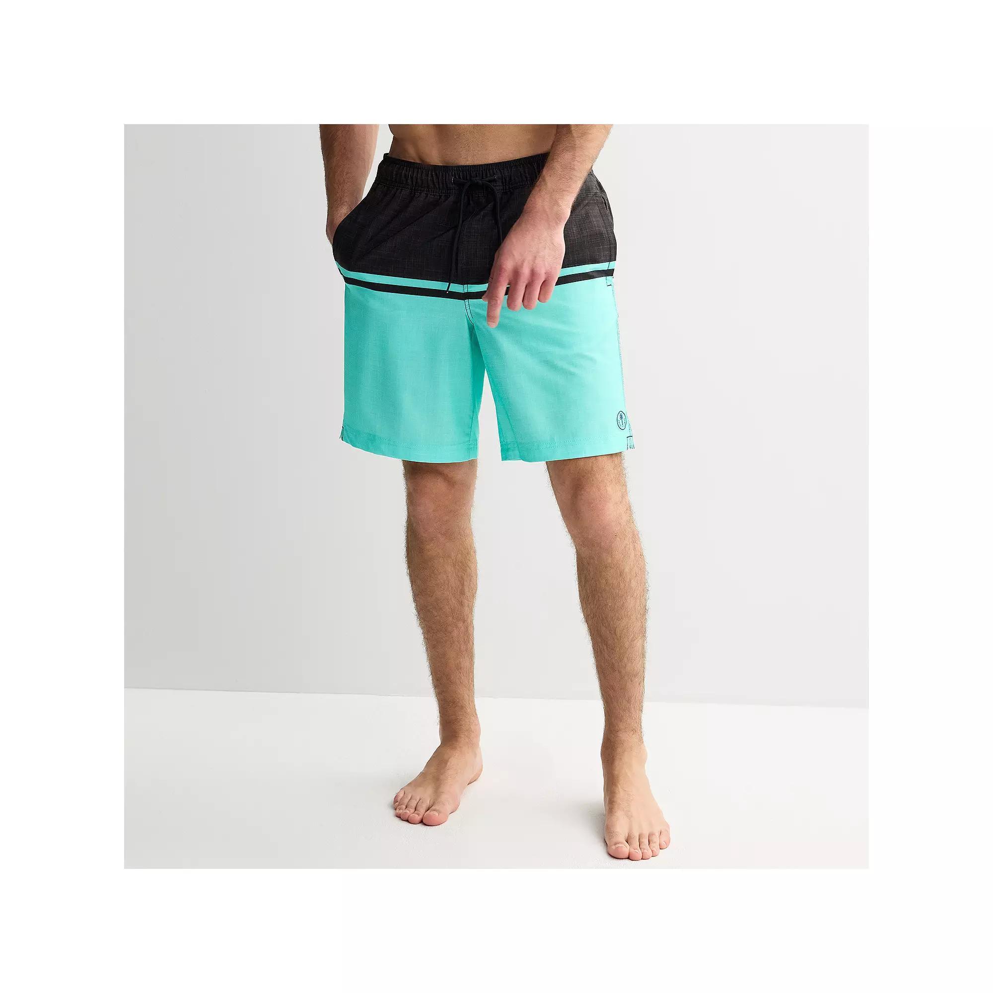 Men's Trinity Coast 9" Colorblock Swim Trunks, Size: Medium 9 INCH, Aruba Blue Product Image