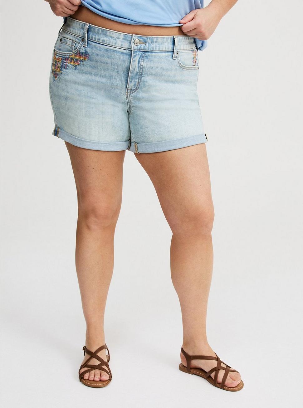 5'' Perfect Mid-Rise Embroidered Short Product Image