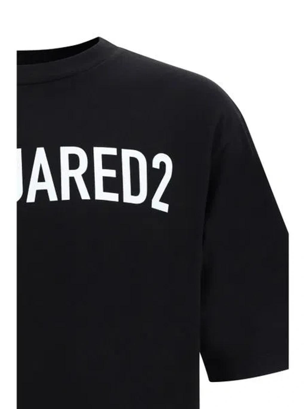 DSQUARED2 Mens Black Brand-print Crewneck Regular-fit Cotton-jersey T-shirt Product Image