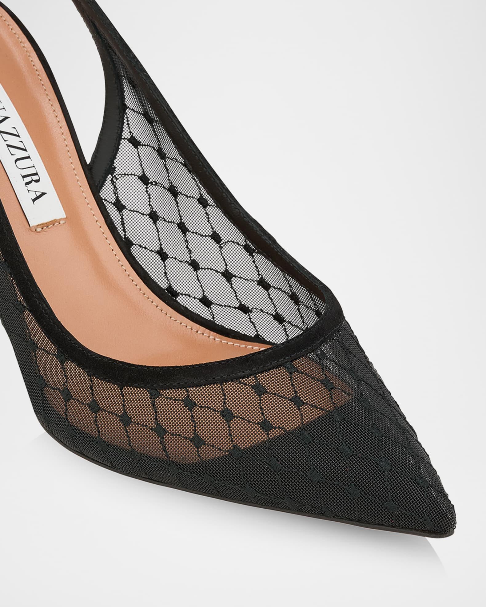 Net Mesh Suede Bow Pumps Product Image