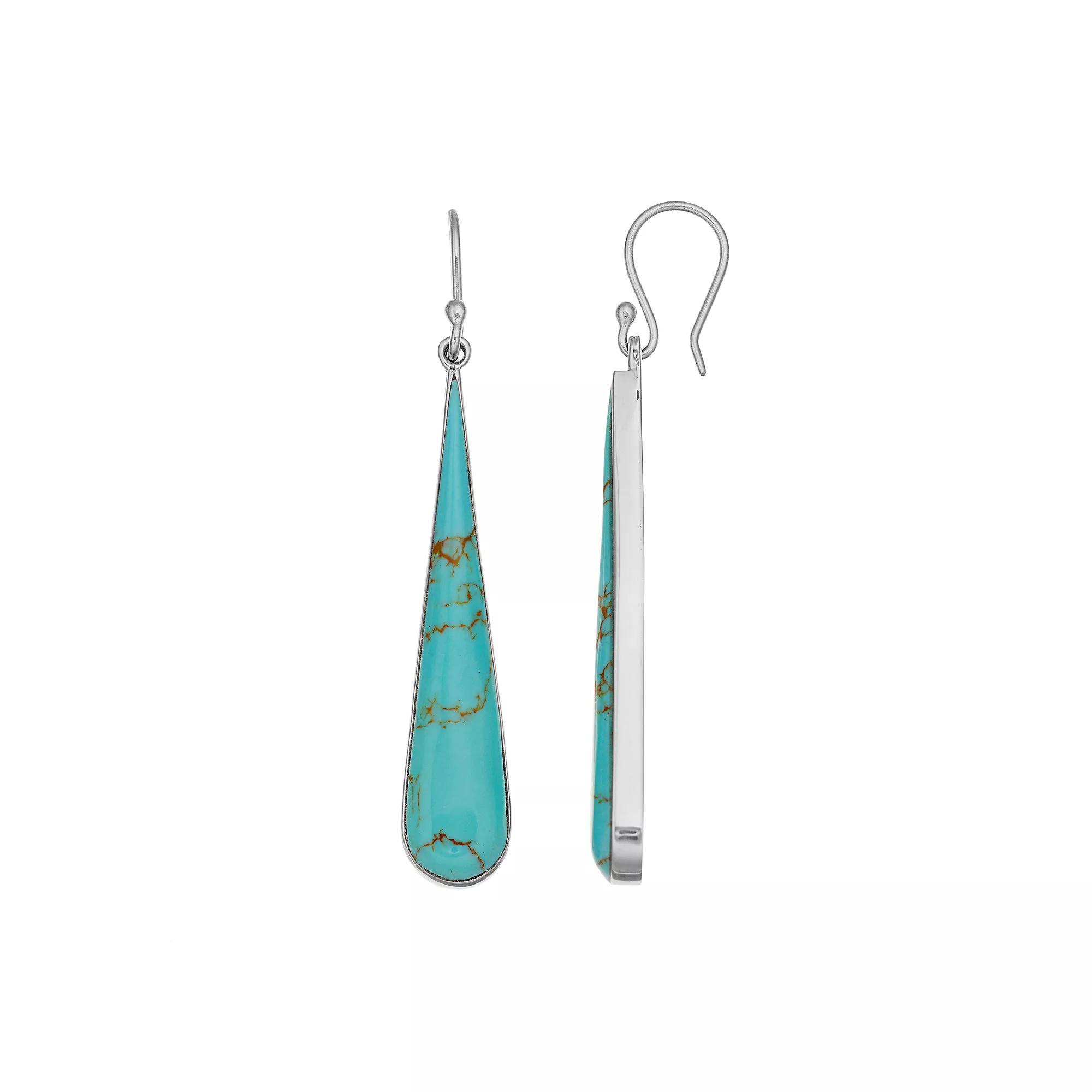 Sterling Silver Dangle Stud Earrings - Turquoise Product Image