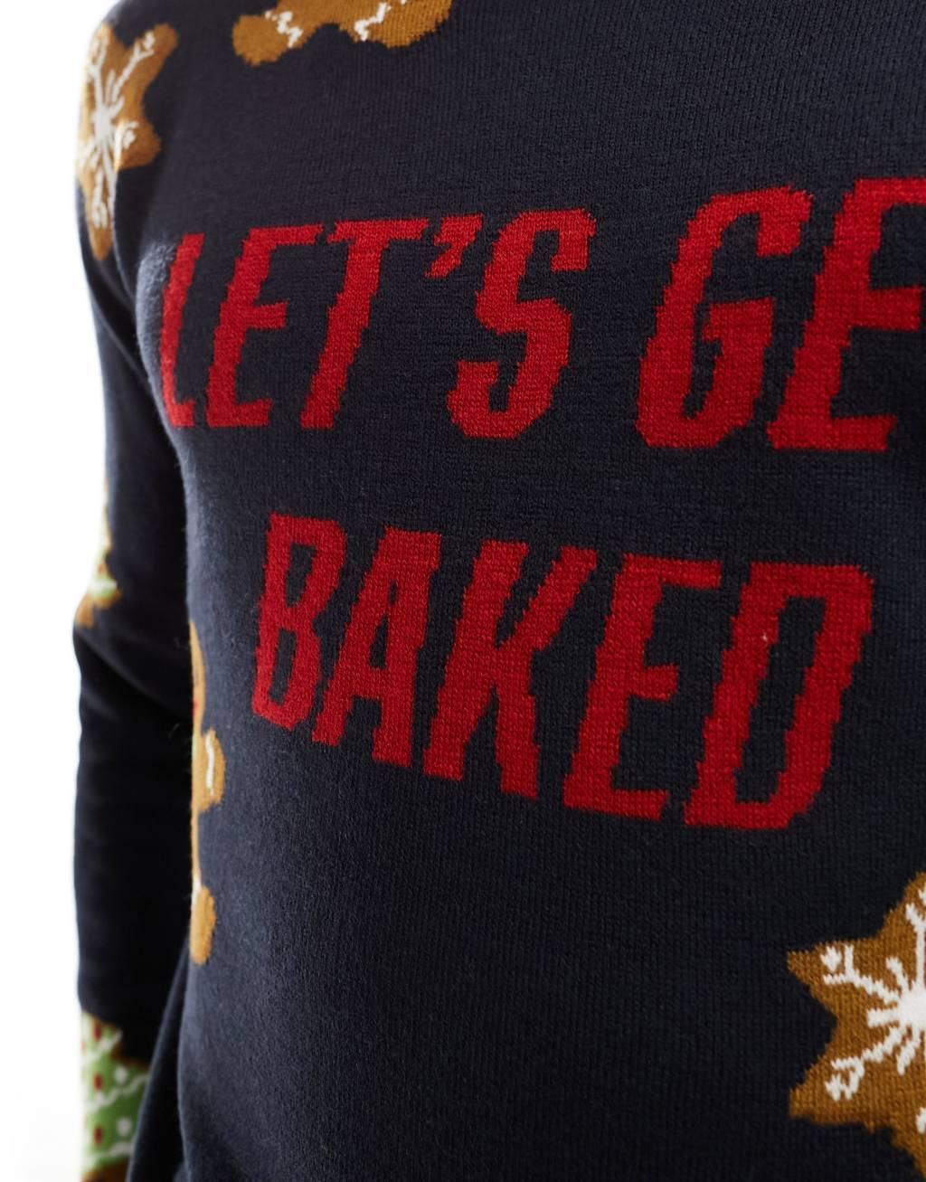 Only & Sons Christmas sweater in navy Product Image