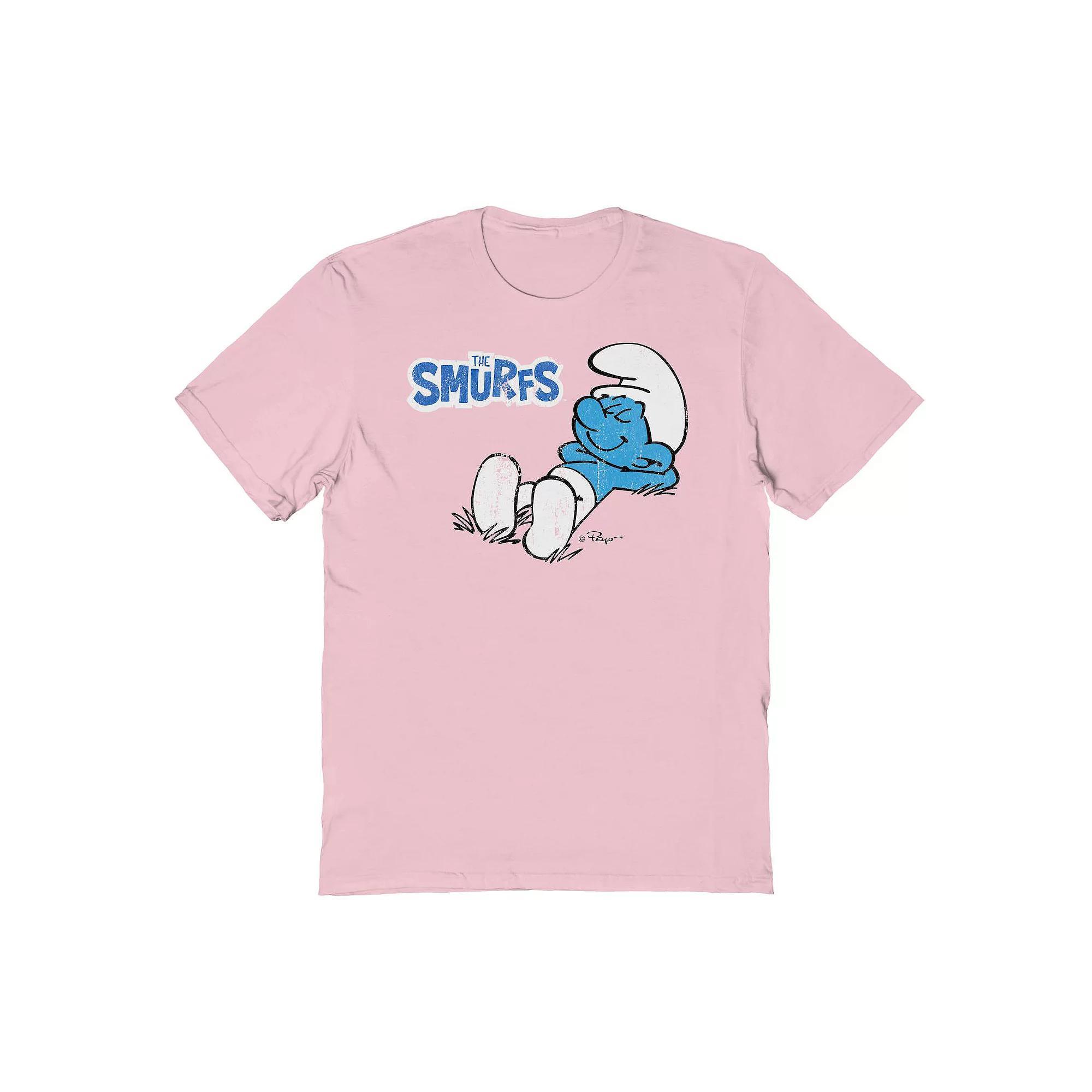 Men's Smurfs Napping Graphic Tee, Size: XXL, Red Product Image