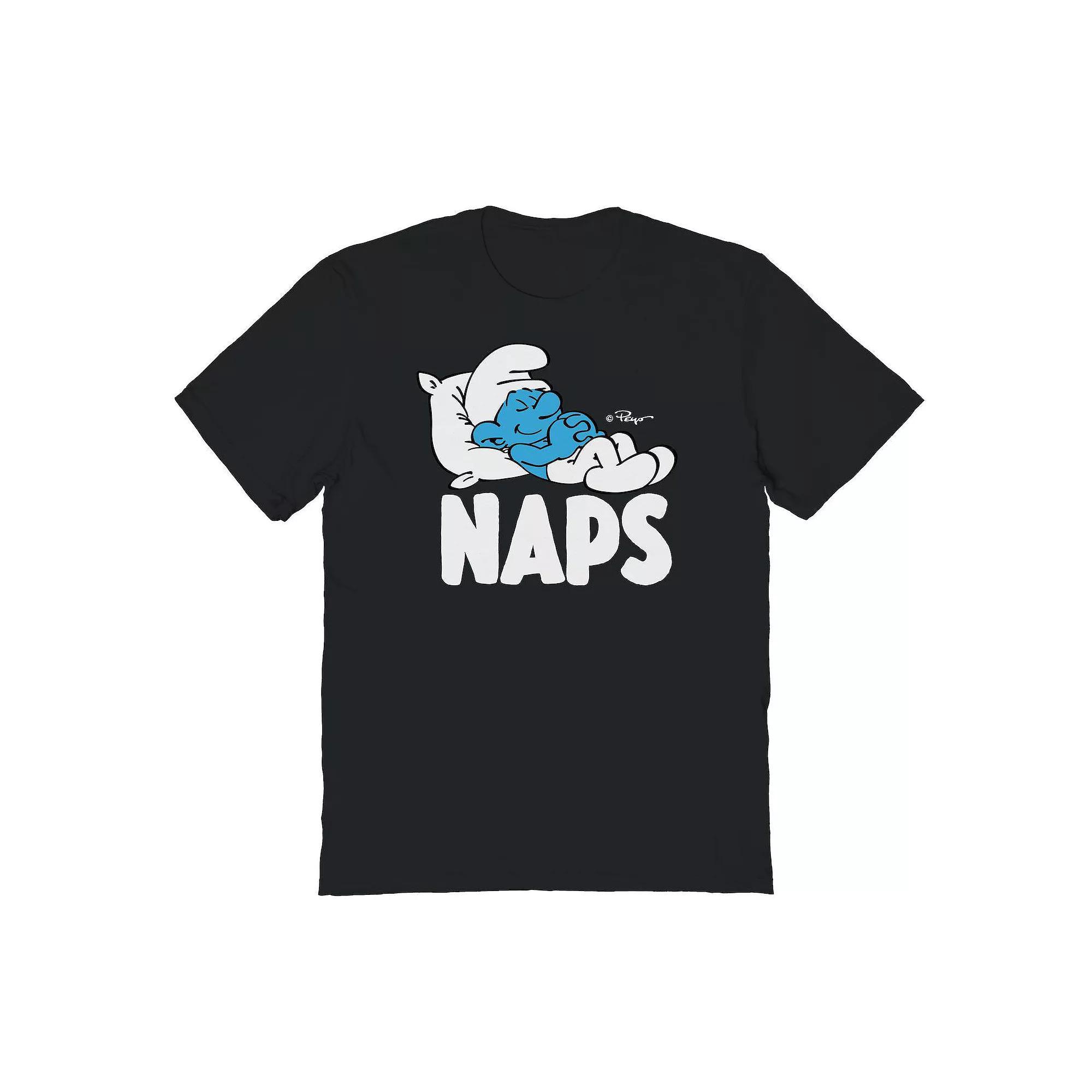 Men's Smurfs Naps 2 Graphic Tee, Size: Large, Black Product Image