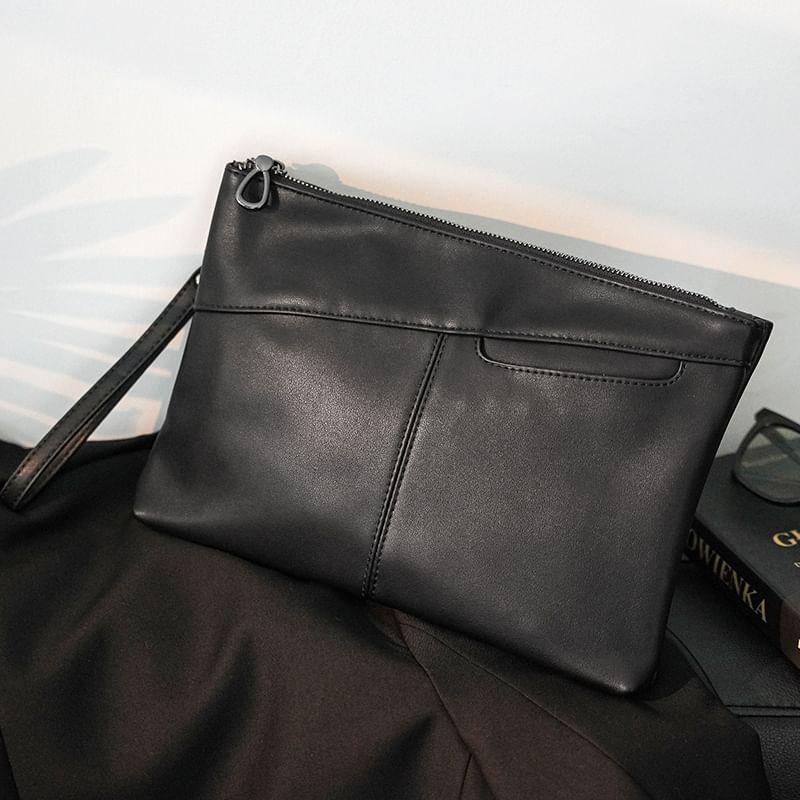 Two Tone Faux Leather Clutch Product Image