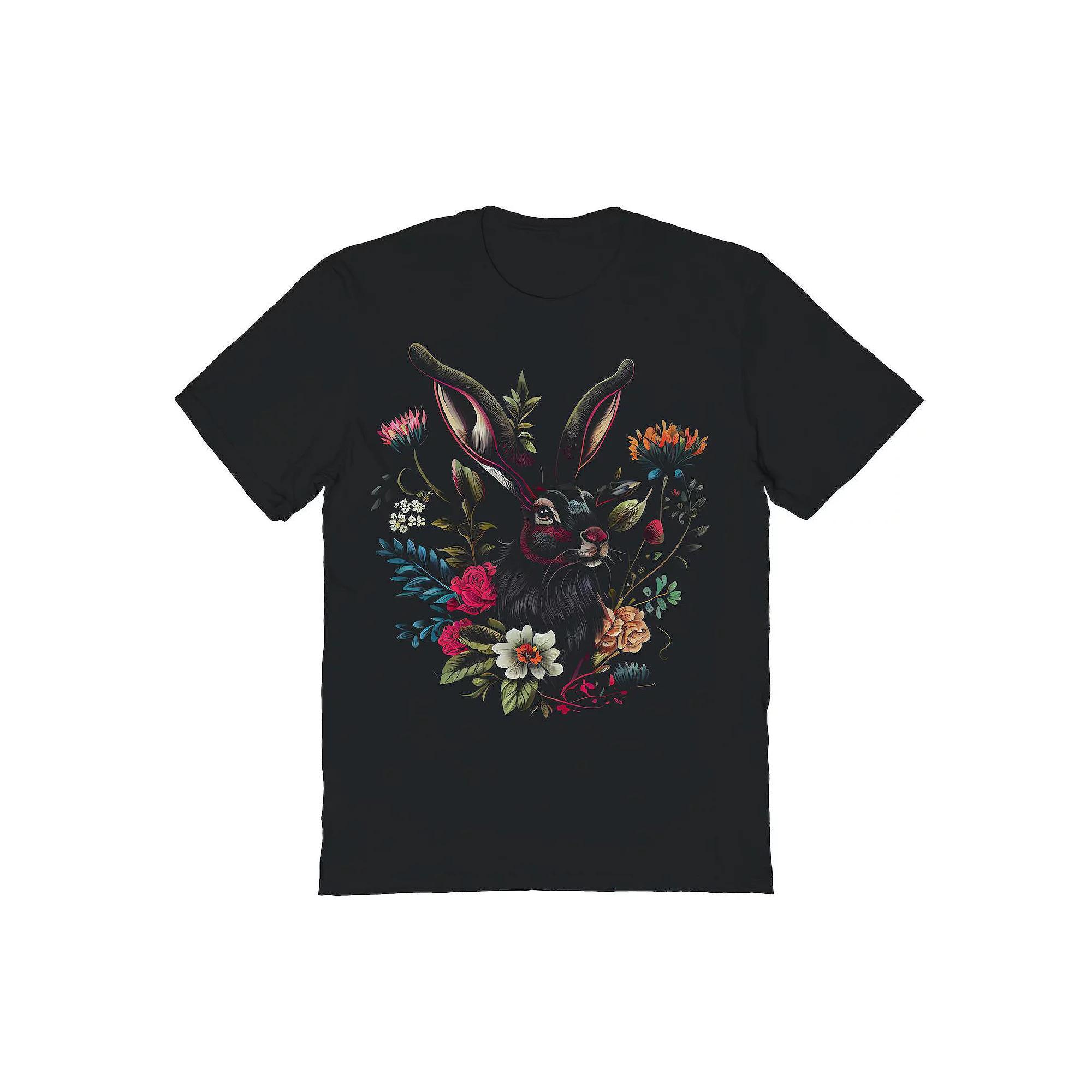 Men's Botanical Bunny Easter Graphic Tee, Size: XXL, Black Product Image