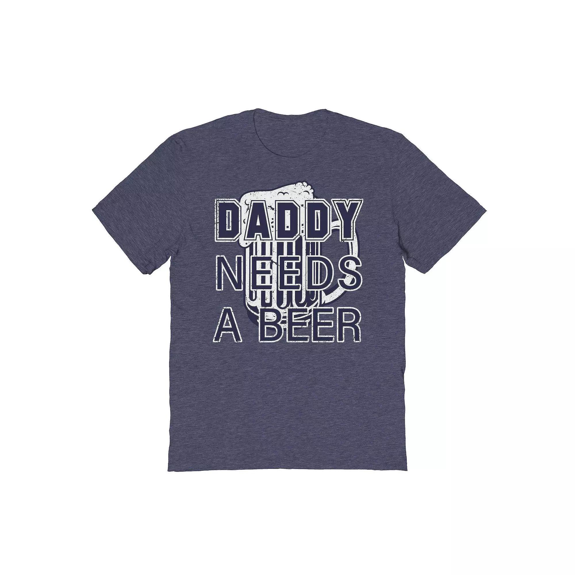 Men's COLAB89 by Threadless Daddy Needs A Beer Father's Day Graphic Tee, Size: Medium, Navy Grey Product Image