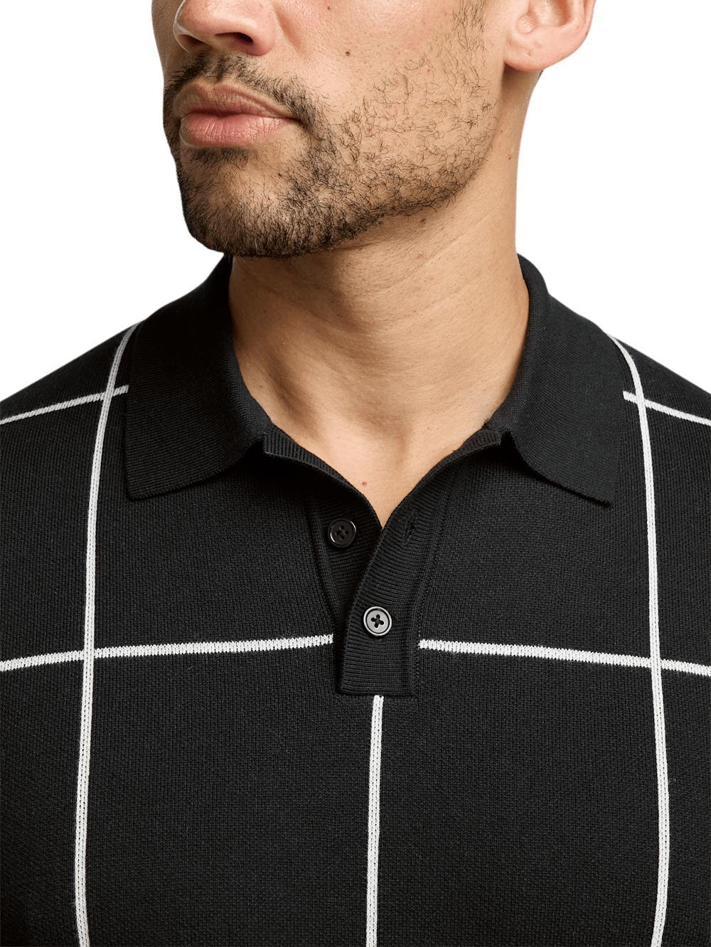 Cotton Three Button Polo - Black Product Image