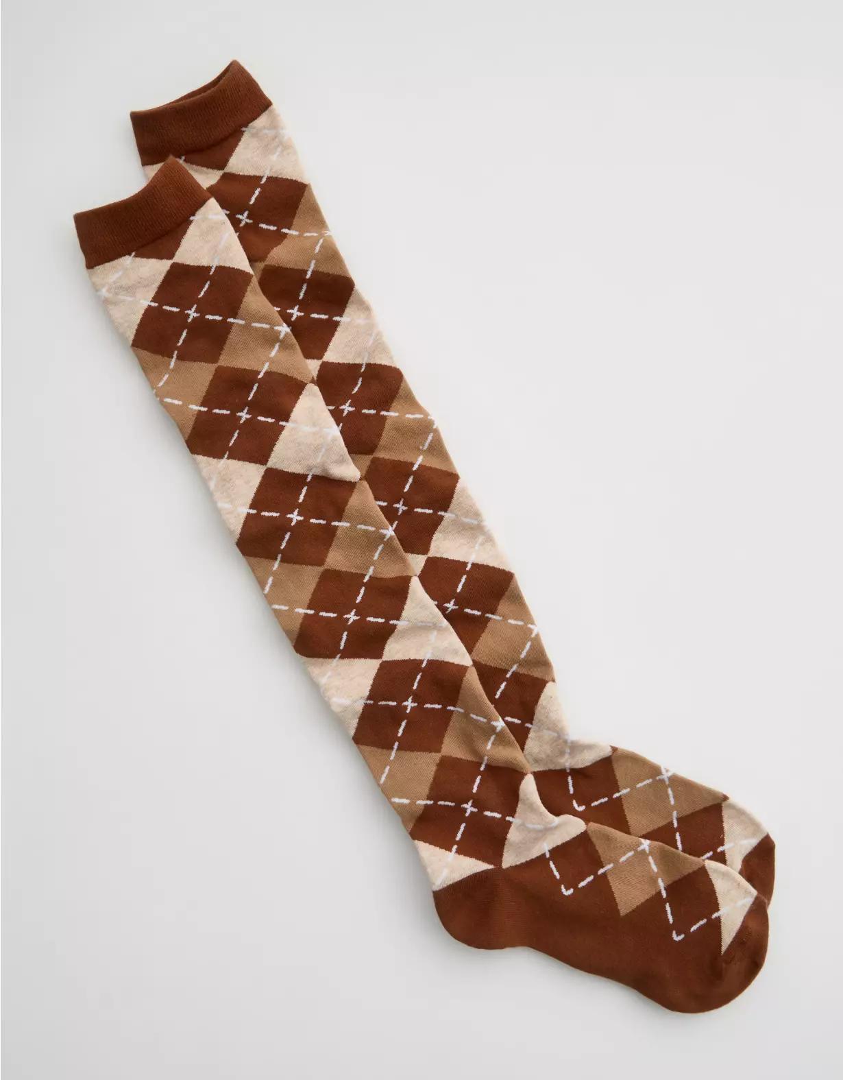 Aerie Over The Knee Argyle Socks Product Image