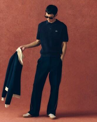 Men's Short Sleeve Heavy Cotton Polo Sweater Product Image