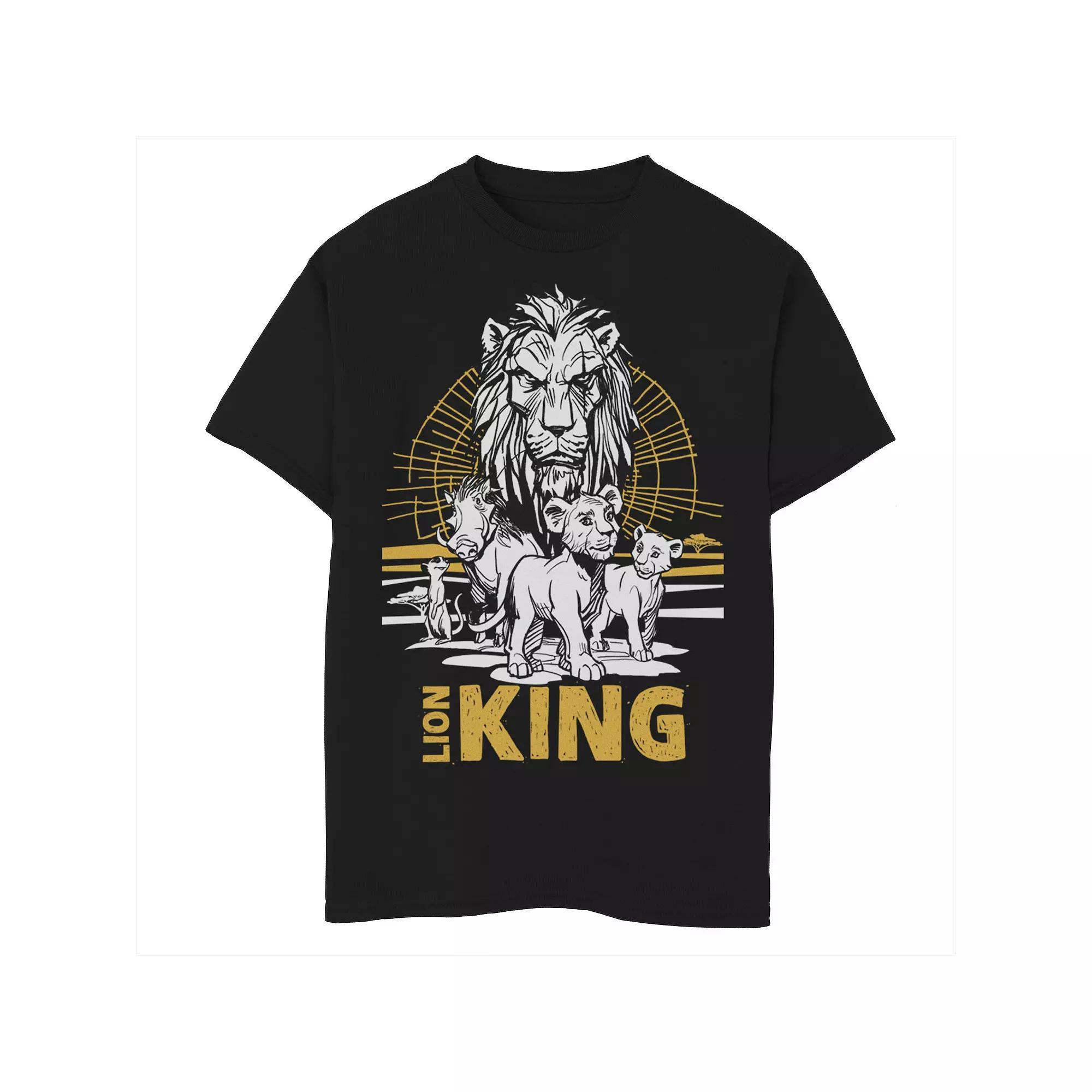 Disney's The Lion King Boys 6-20 Live Action Group Shot Sketch Poster Graphic Tee, Boy's,  Product Image