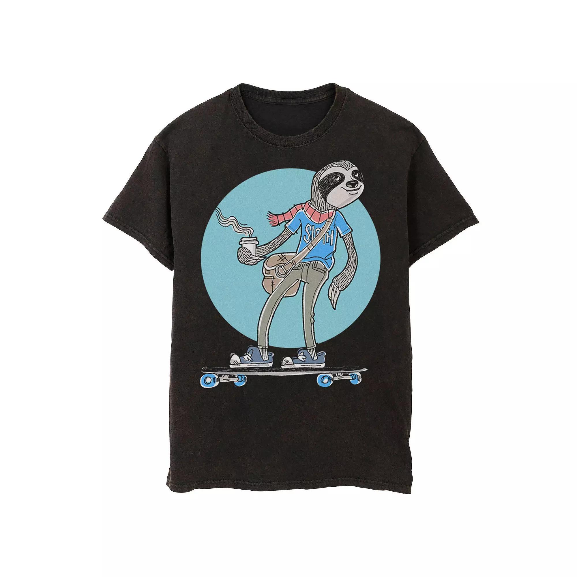 Men's Skateboarding Sloth Back Circle Tee,  Product Image