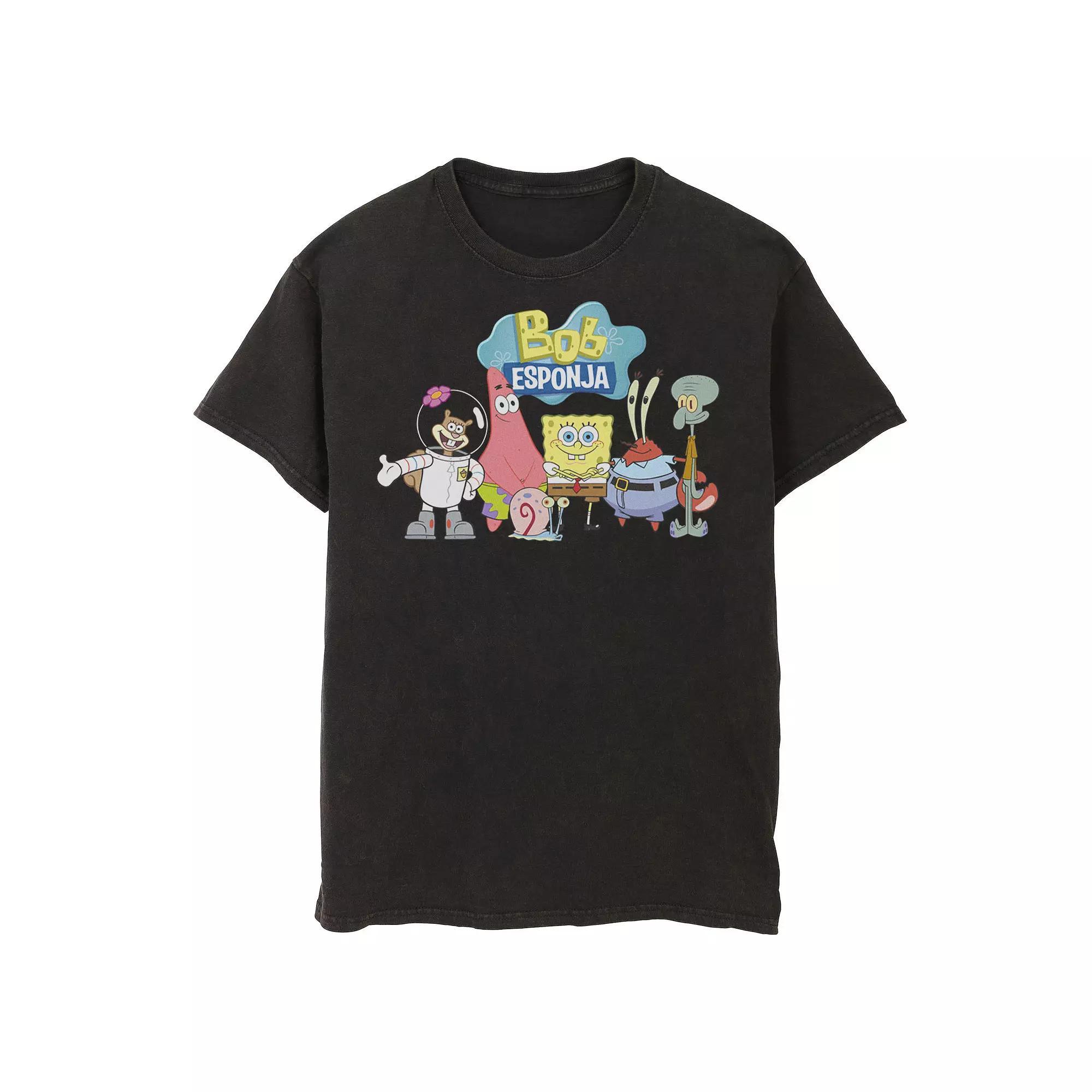 Men's Nickelodeon SpongeBob SquarePants Bob Esponja Happy Group Shot Graphic Tee, Size: 3XL, Black Product Image