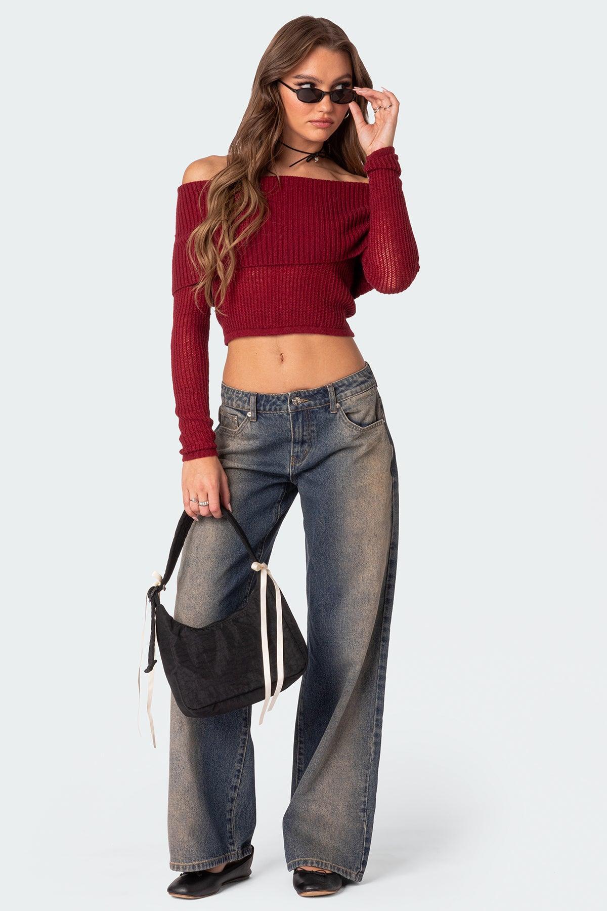 Lili fold over knit top Product Image