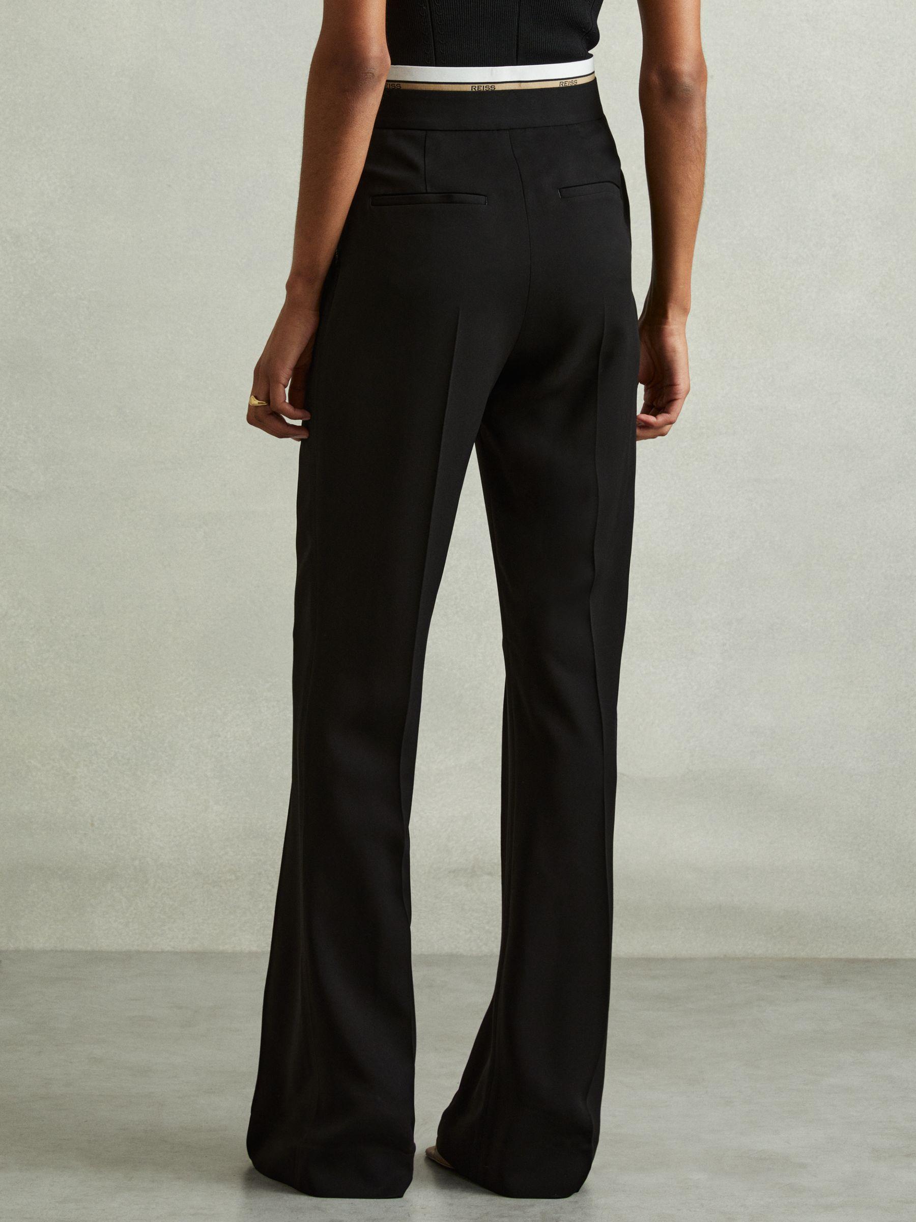Waistband Detail Wide Leg Trousers in Black Product Image