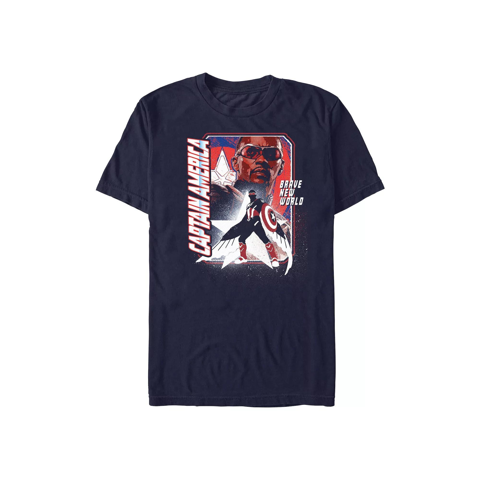Men's Marvel Captain America Brave New World New Captain Poster Graphic Tee, Size: XS, Blue Product Image