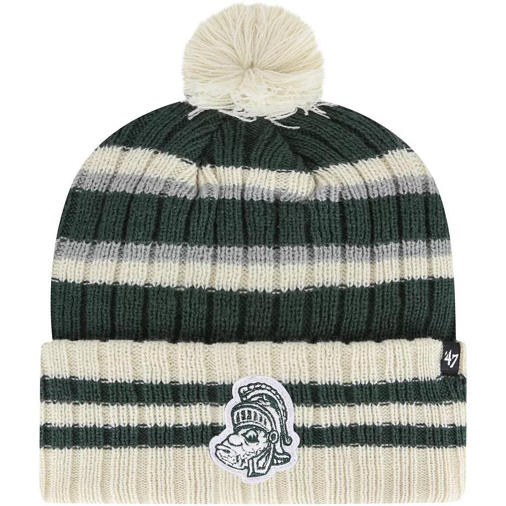 Men's '47 Green Michigan State Spartans No Huddle Cuffed Knit Hat with Pom Product Image