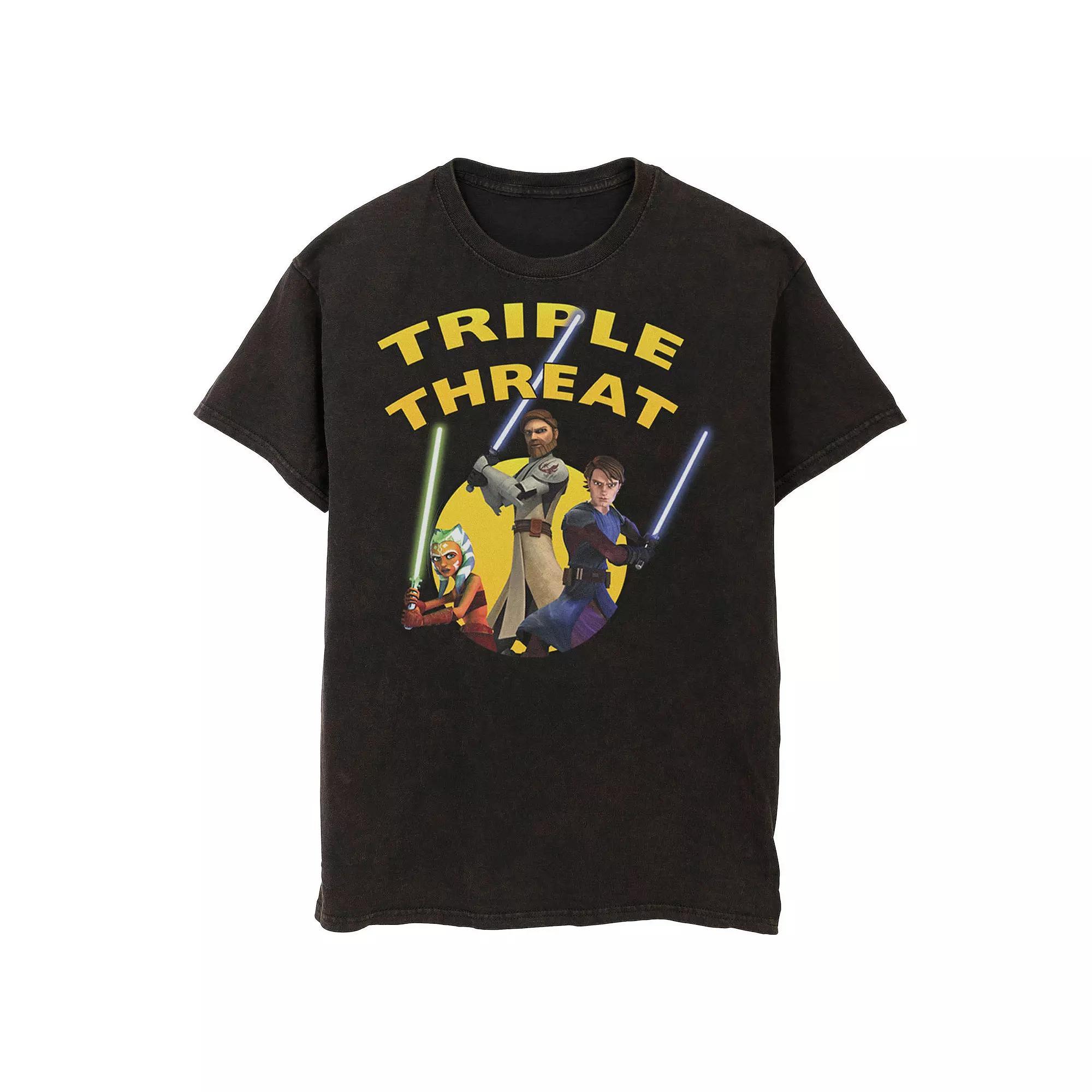 Men's Star Wars: Clone Wars Group Shot Triple Threat Tee, Size: Large, Black Product Image