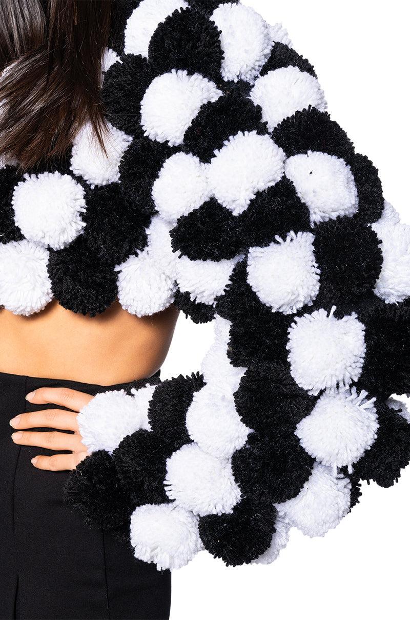 CROPPED POM POM CARDIGAN Product Image