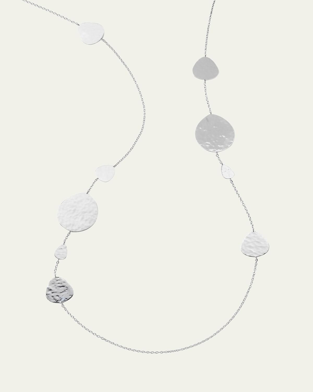 Crinkle Long Nomad Station Necklace in Sterling Silver Product Image