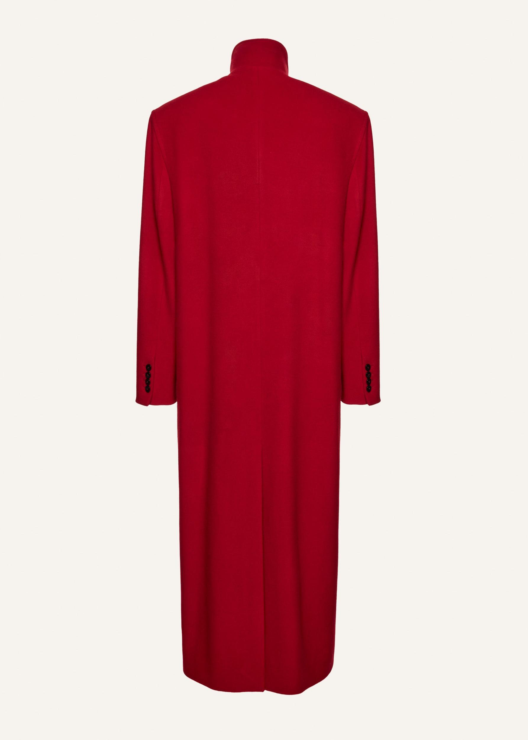 Oversized high collar wool coat in red Product Image