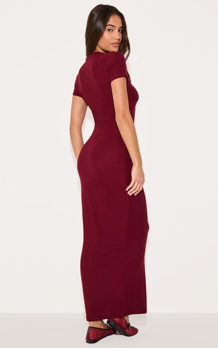  Wine Soft Touch Cap Sleeve Maxi Dress Product Image