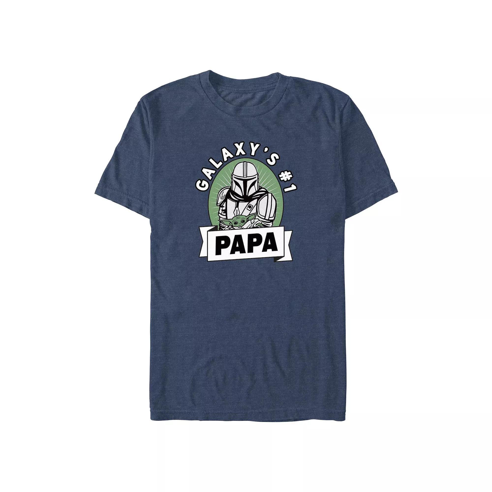 Big & Tall The Mandalorian Galaxy's #1 Papa Graphic Tee, Men's, Size: Large Tall, Navy Grey Product Image