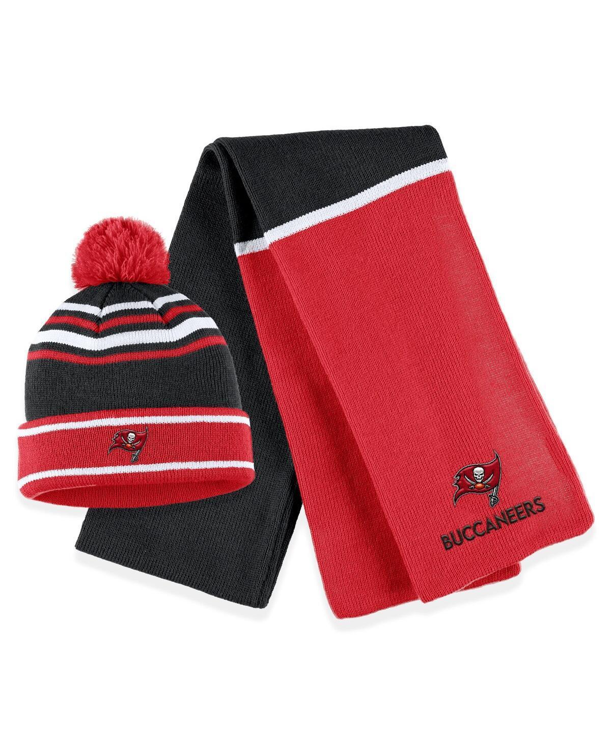 Womens WEAR by Erin Andrews Tampa Bay Buccaneers Colorblock Cuffed Knit Hat with Pom and Scarf Set Product Image